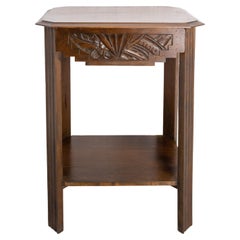 French Poplar Side Table Sellette or Nightstand Art Deco, circa 1930