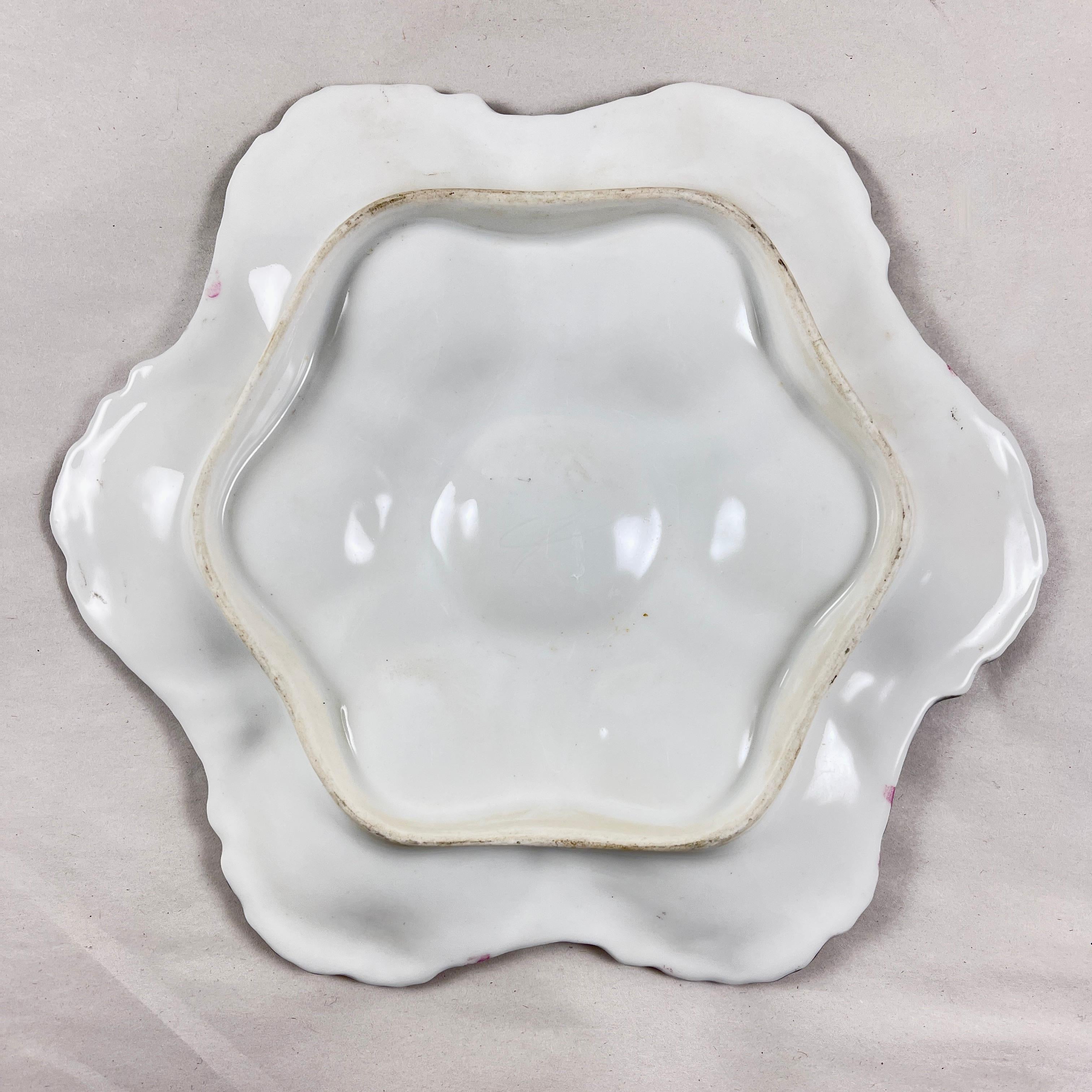 French Porcelain 6-Well Oyster Plate, c.1890 For Sale 1