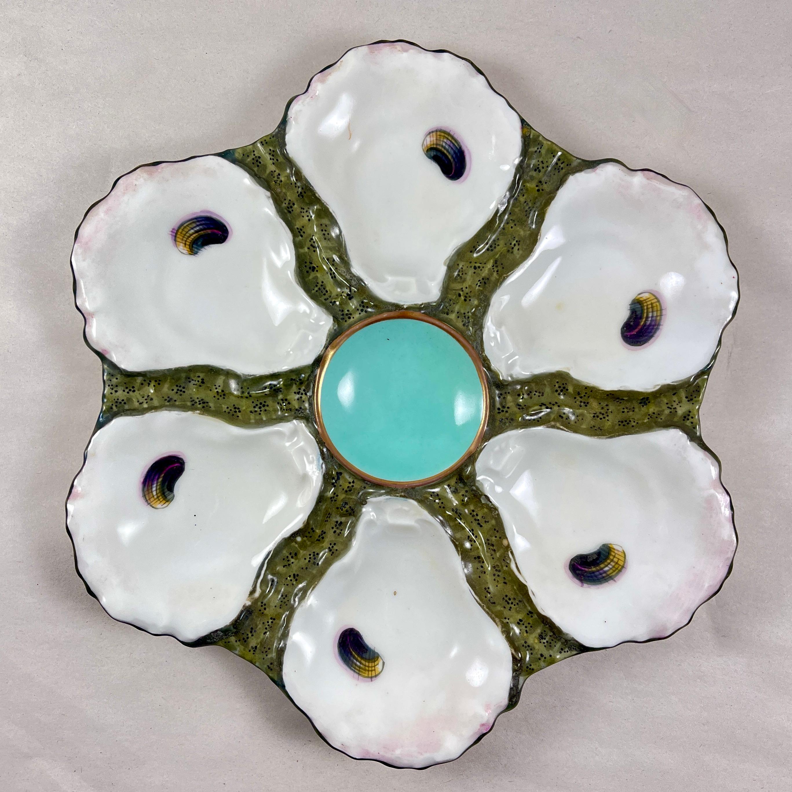 French Porcelain 6-Well Oyster Plate, c.1890 For Sale 3