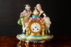 French Porcelain and Bisque Mantel Clock by Miroy Freres, Paris