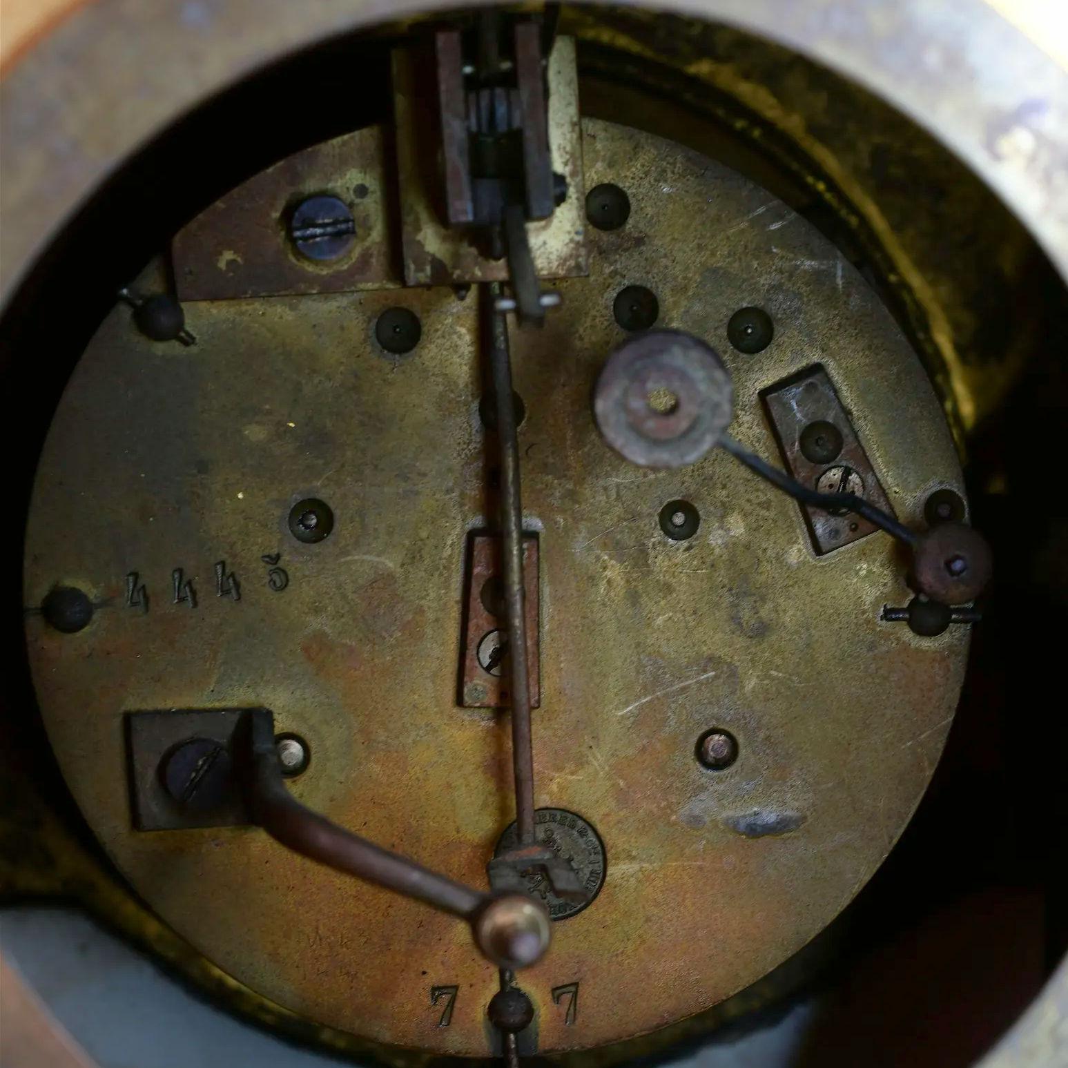 French Porcelain and Gilt Bronze Mantel Clock Garniture For Sale at 1stDibs