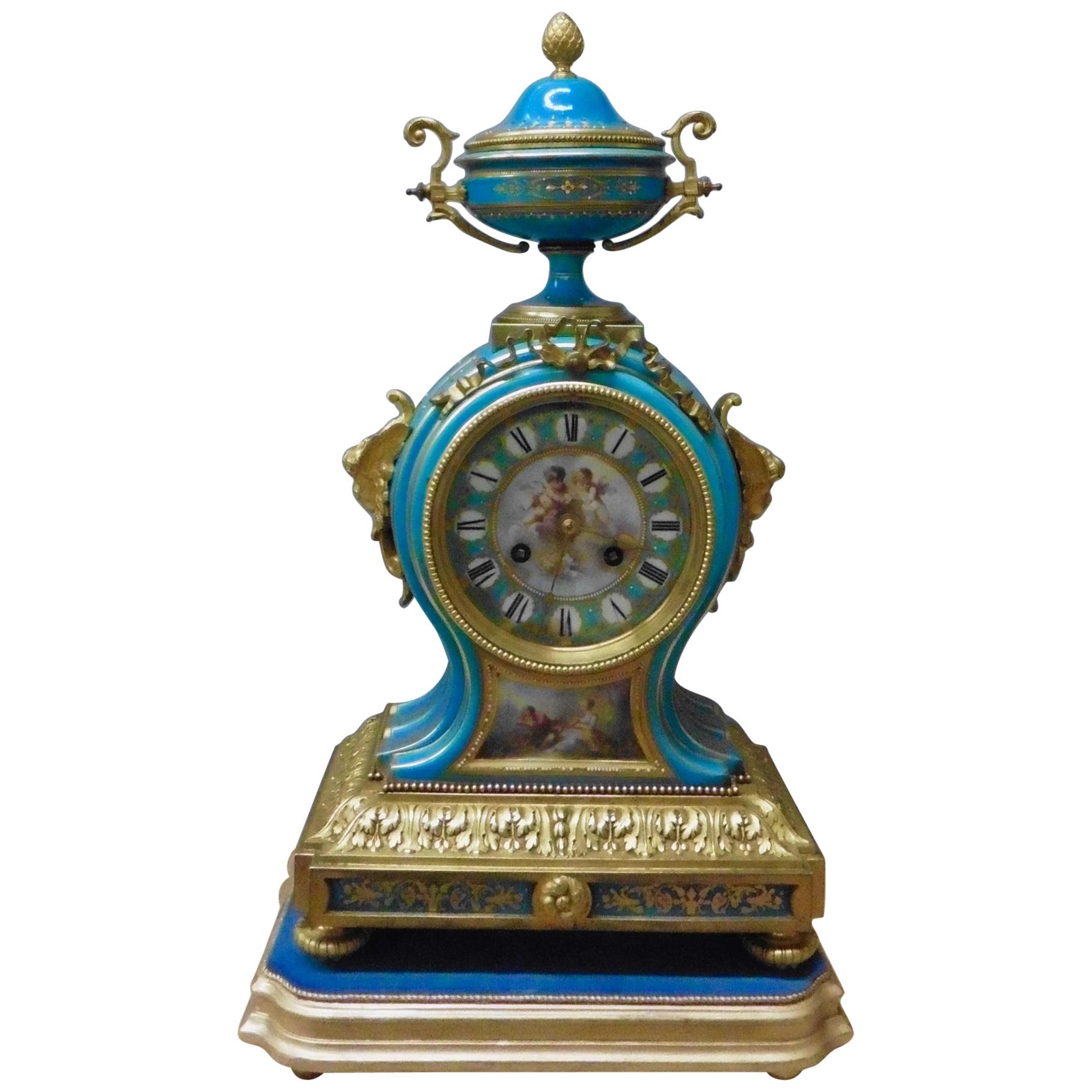 French Porcelain and Ormolu Mantel Clock