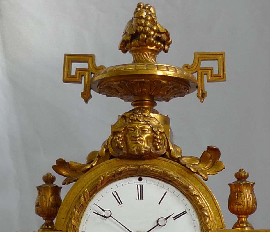 Painted French Porcelain and Ormolu Mantel Clock Stamped in Bronze H. Picard For Sale