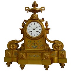 French Porcelain and Ormolu Mantel Clock Stamped in Bronze H. Picard