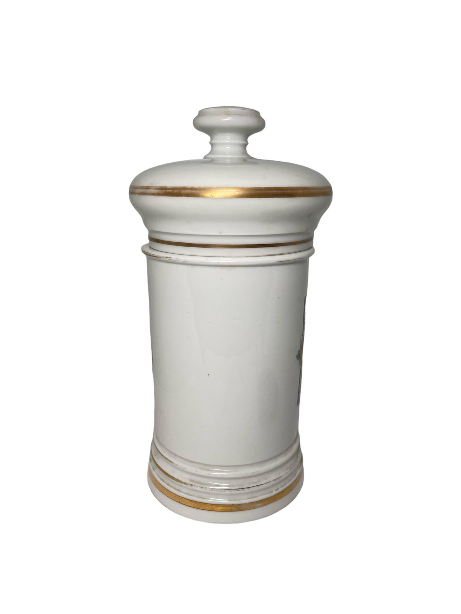 Neoclassical Revival French Porcelain Apothecary Jar For Sale