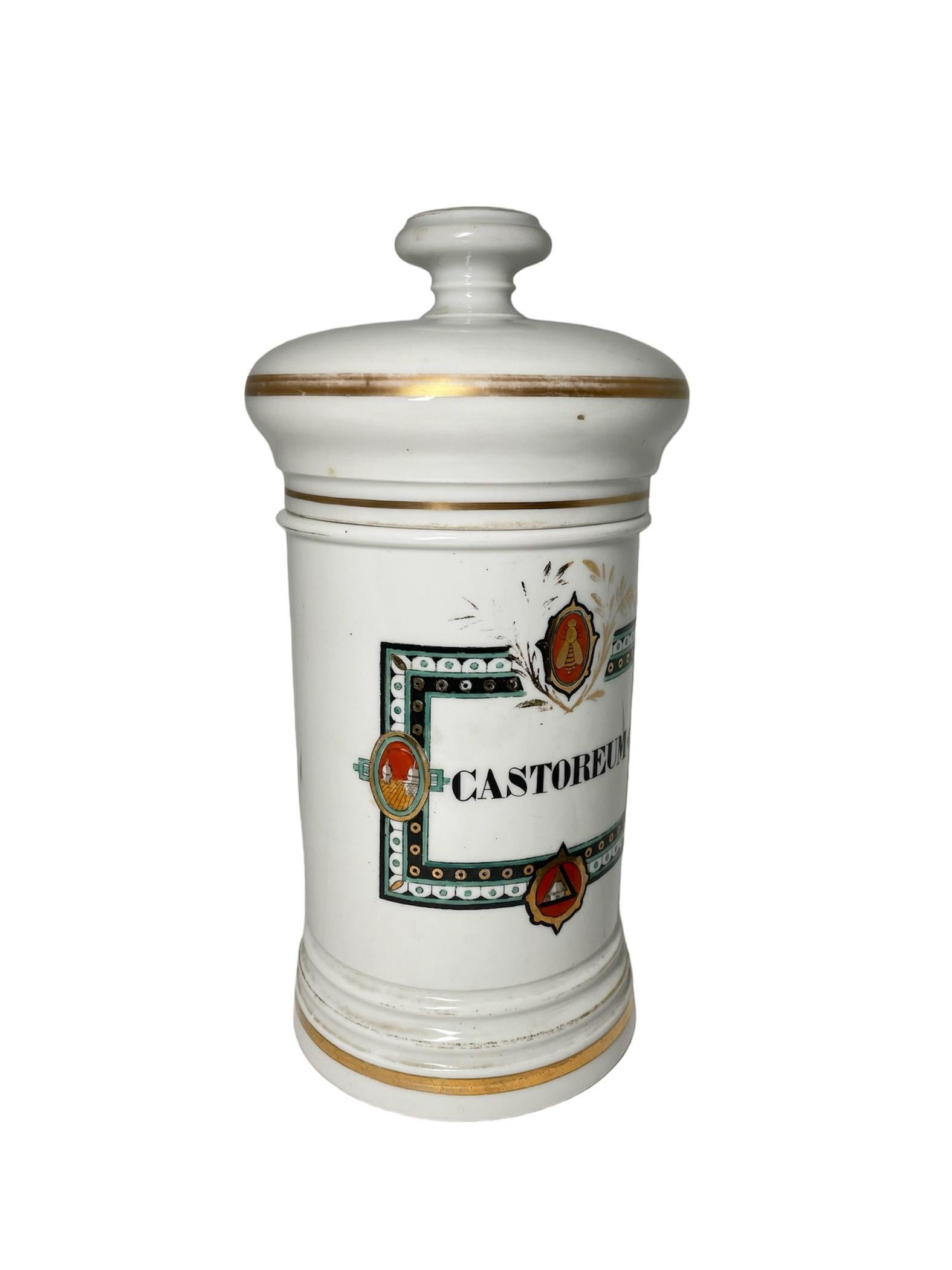 Hand-Painted French Porcelain Apothecary Jar For Sale