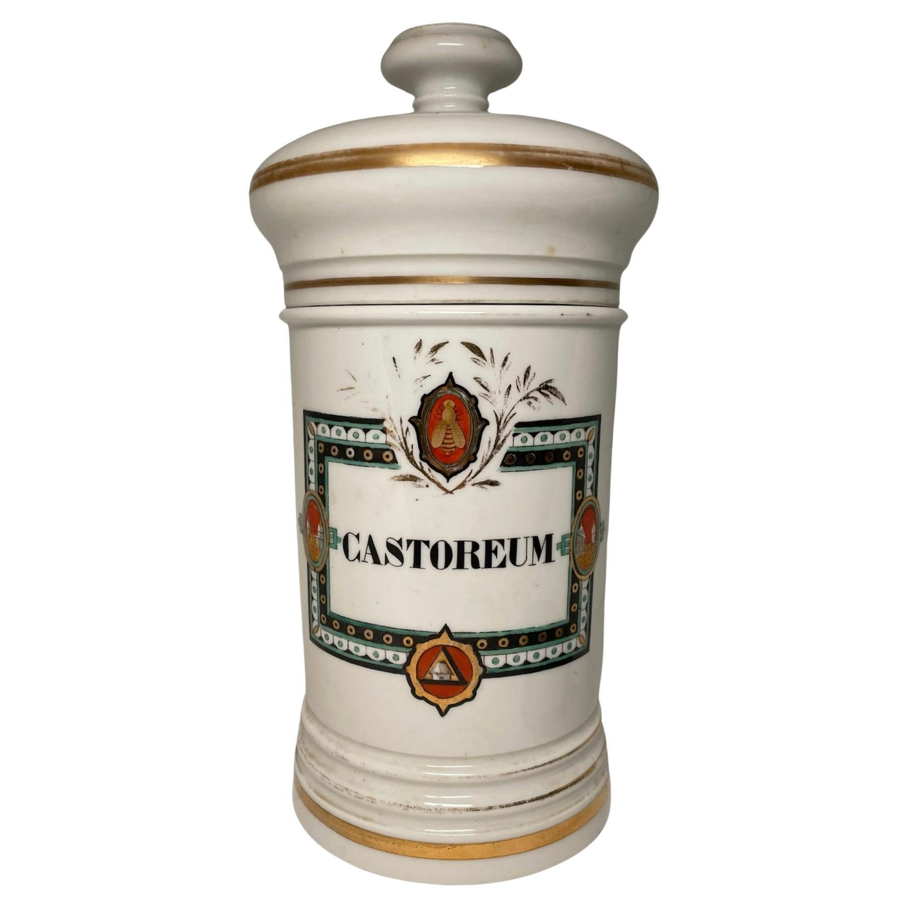 French Porcelain Apothecary Jar For Sale