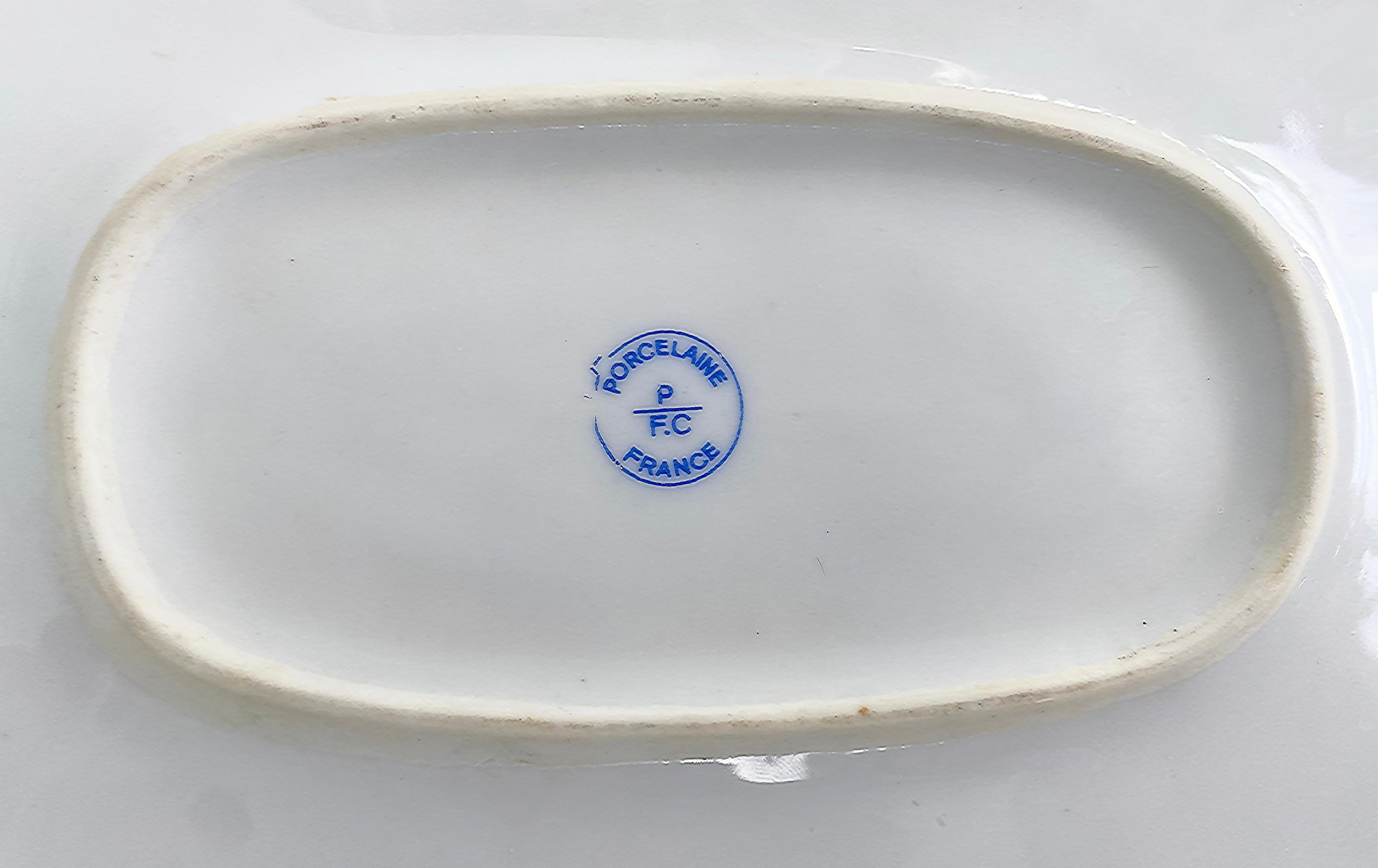 Vintage French Porcelain Asparagus Tray, Removable Cork Acorns for Draining For Sale 1
