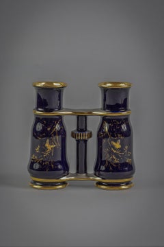 French Porcelain Binocular Form Twin Bud Vases, Jacob Petit, circa 1850