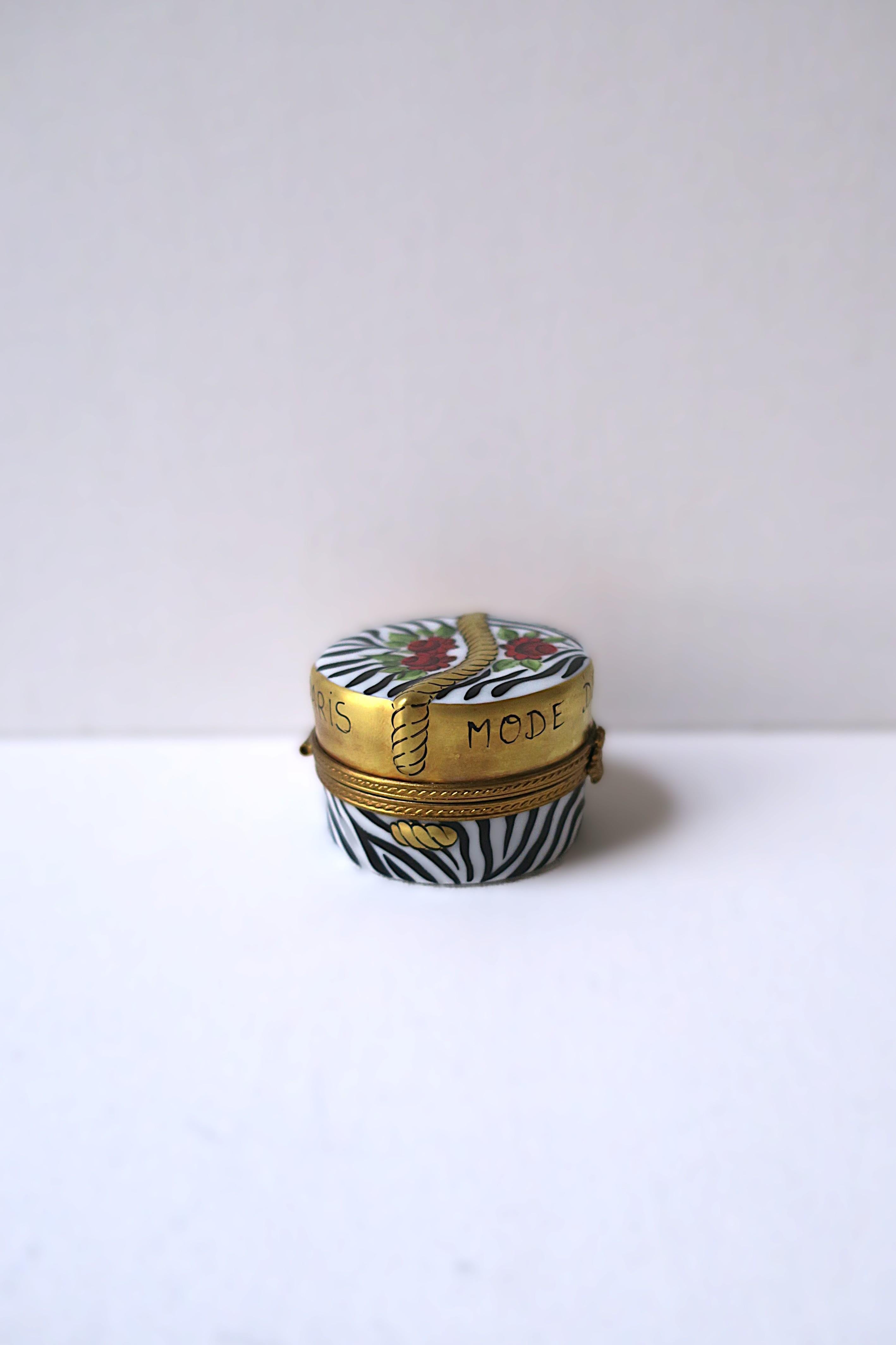 French Porcelain Box Zebra Design 7