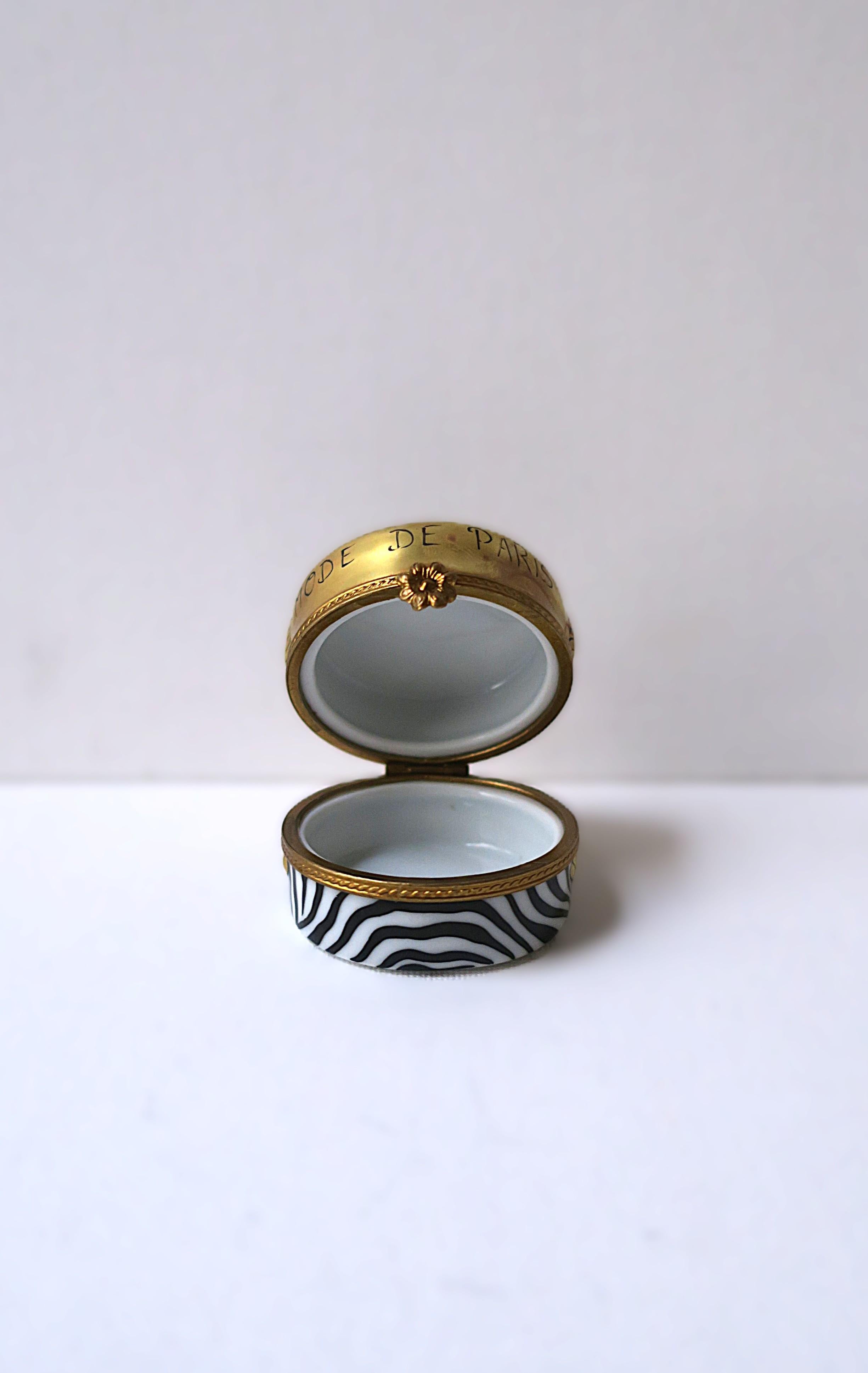 French Porcelain Box Zebra Design 10