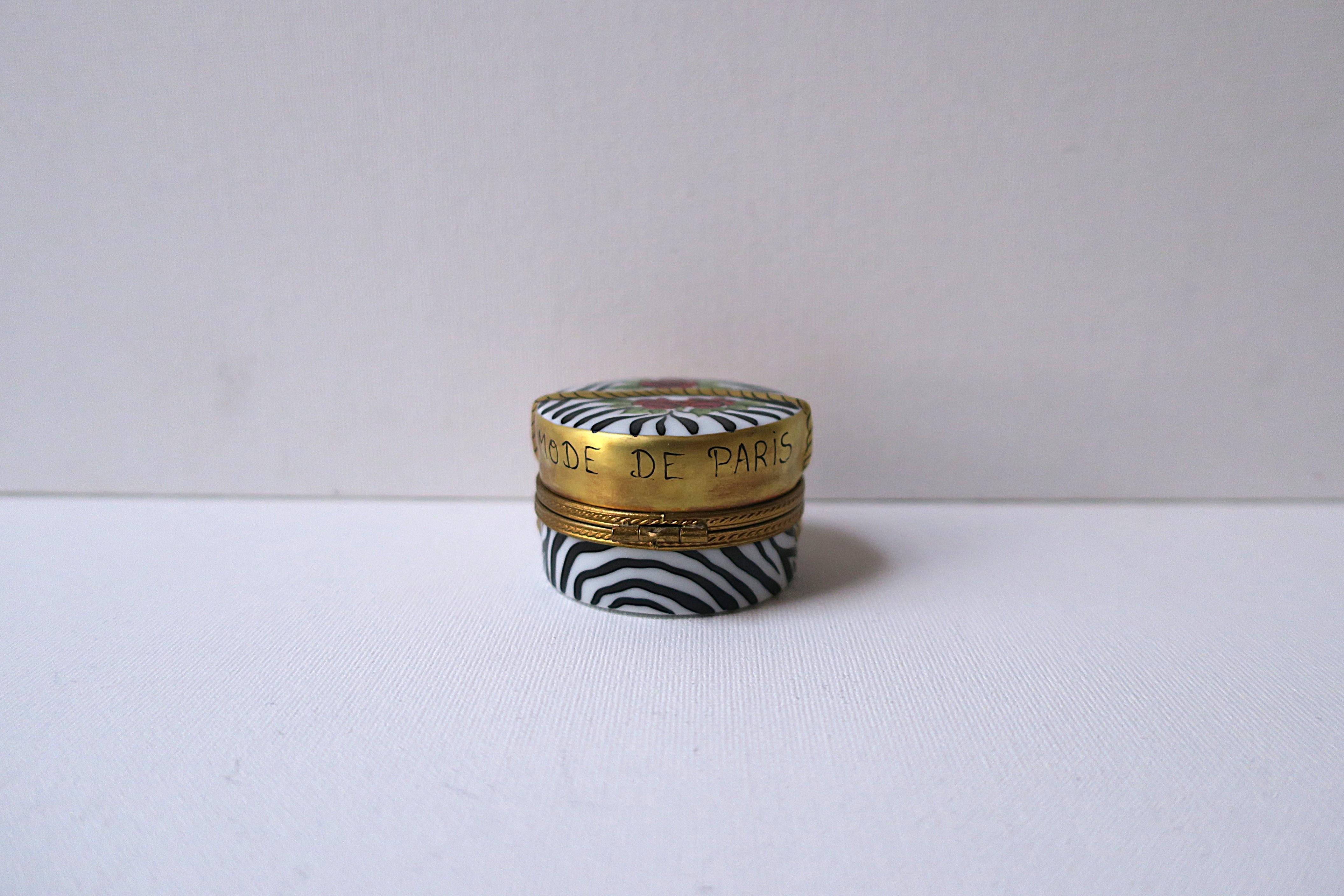 French Porcelain Box Zebra Design 12