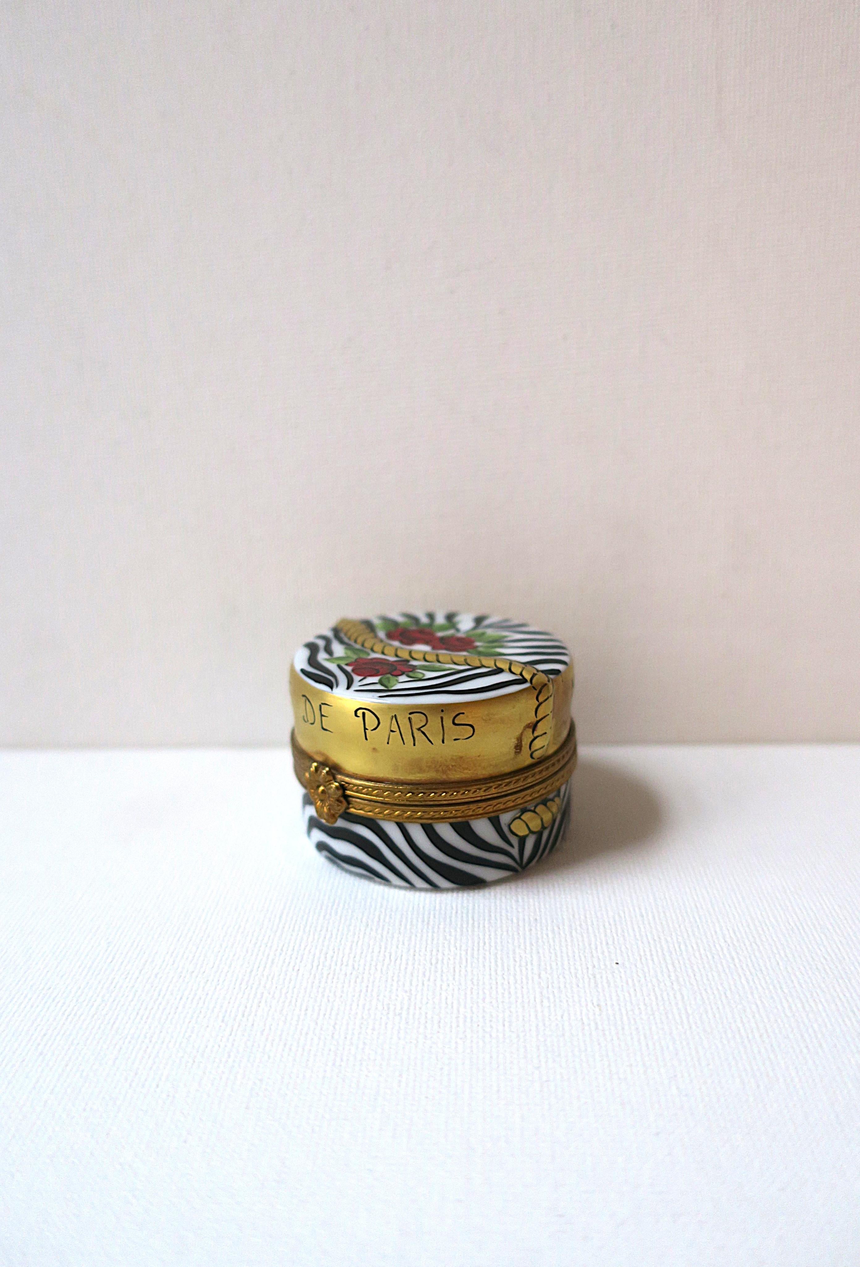 20th Century French Porcelain Box Zebra Design