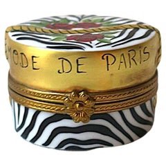 French Porcelain Box Zebra Design
