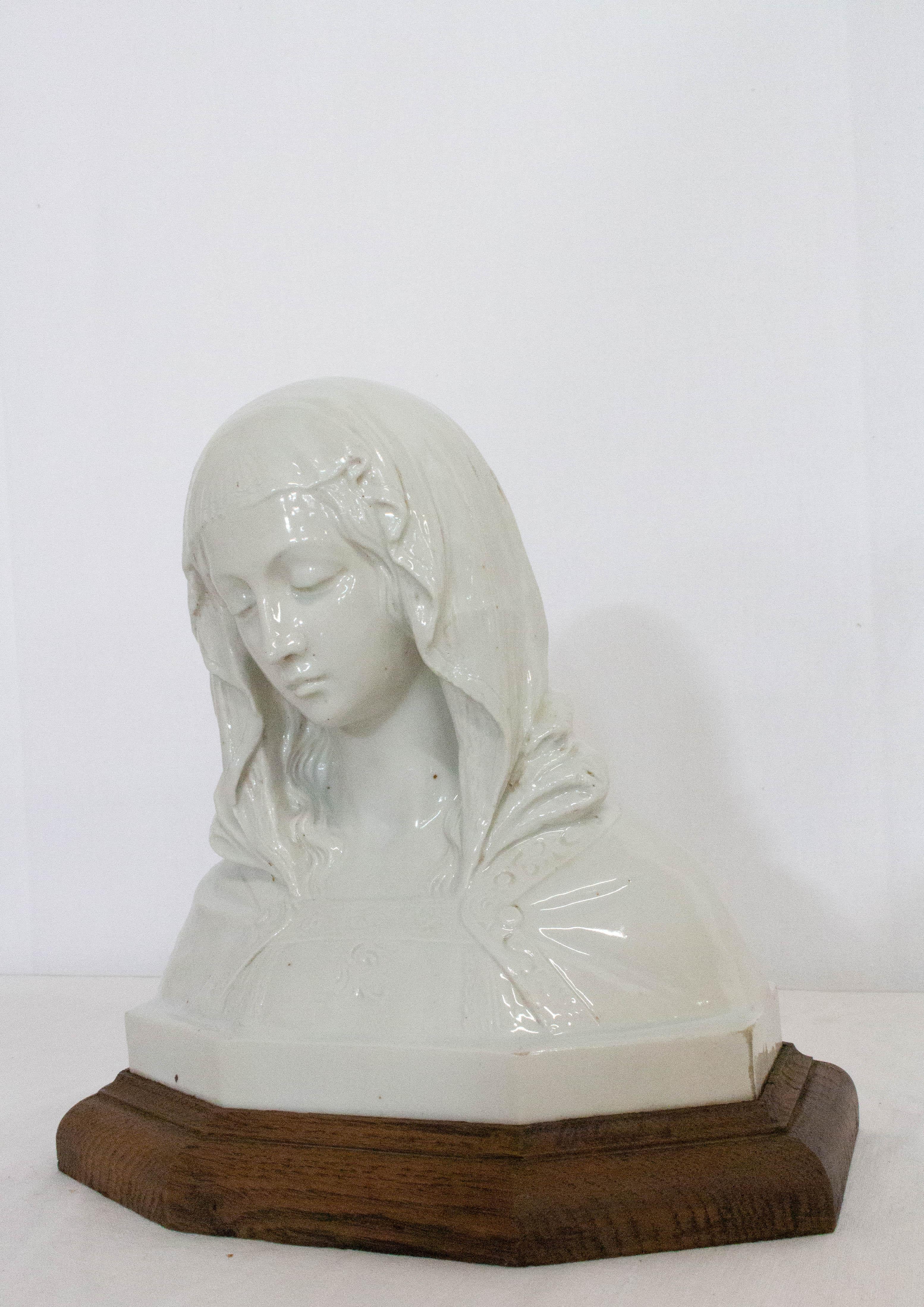 Napoleon III French Porcelain Bust of Virgin Mary, Late 19th Century