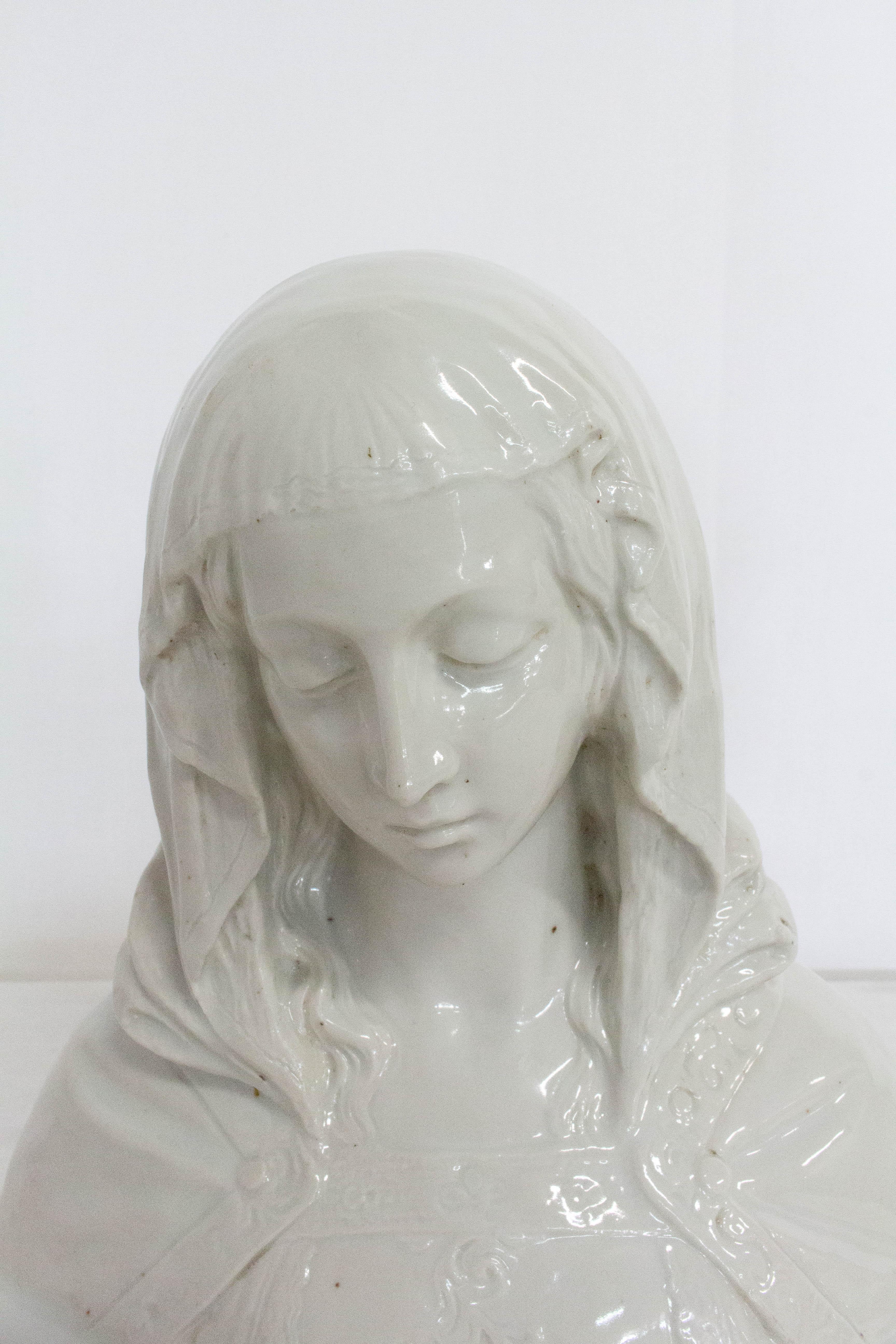 French Porcelain Bust of Virgin Mary, Late 19th Century 3