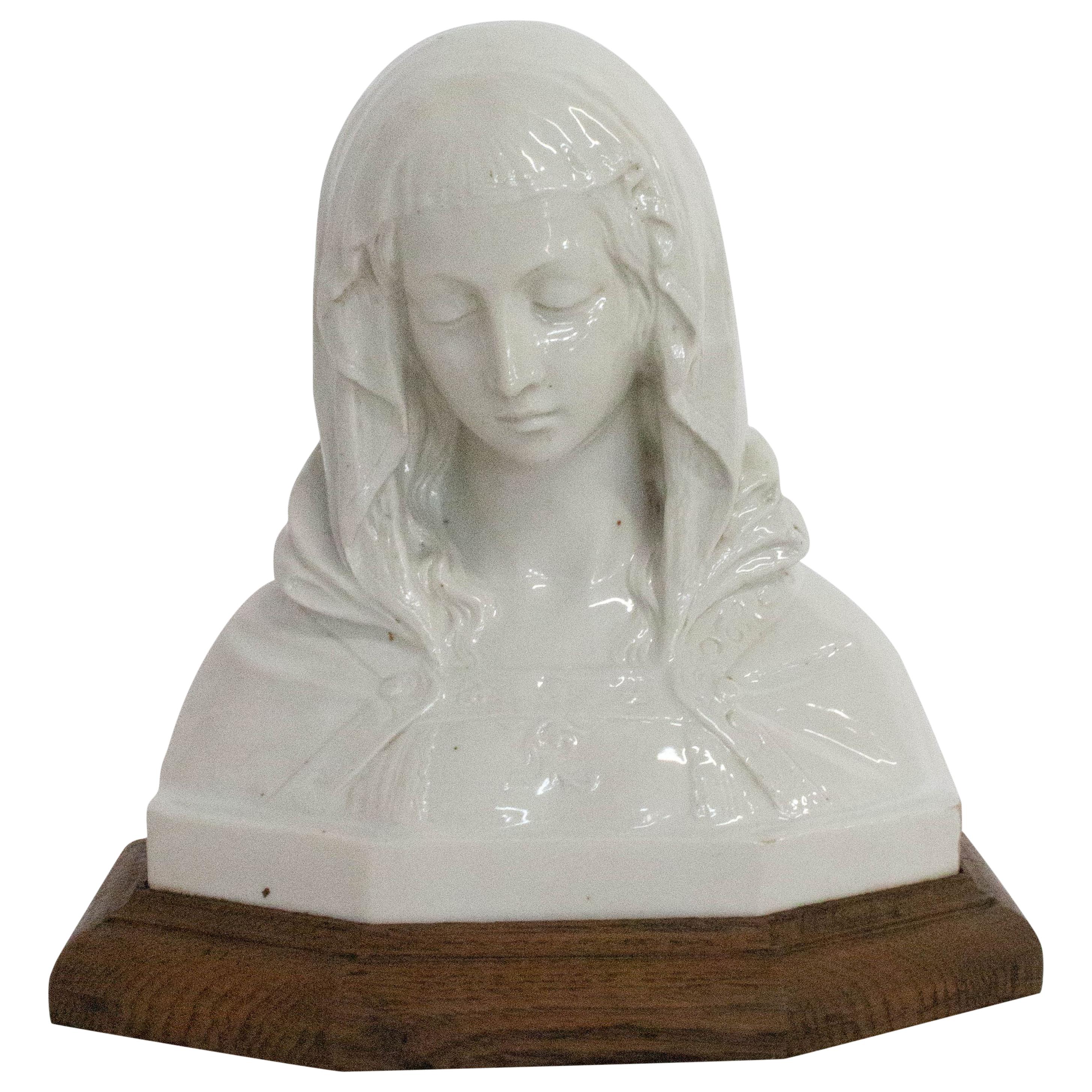 French Porcelain Bust of Virgin Mary, Late 19th Century