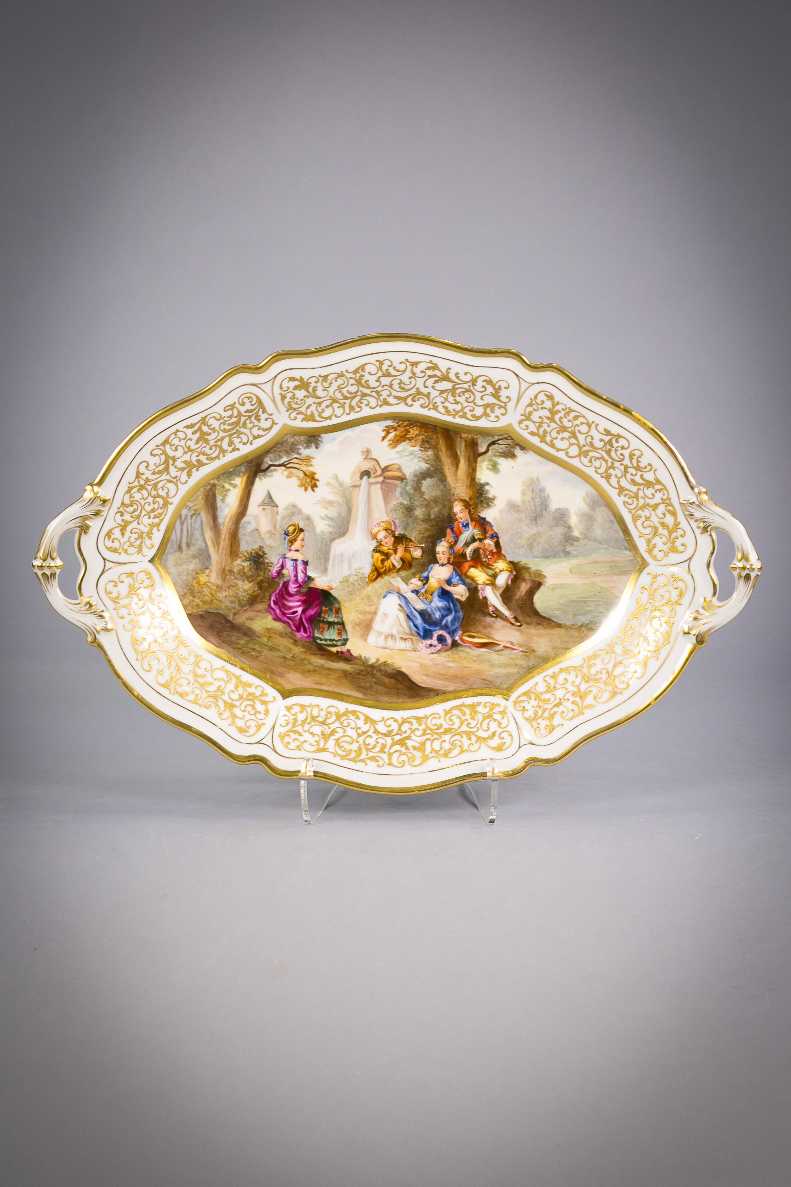 French porcelain covered soup tureen on stand, circa 1900.