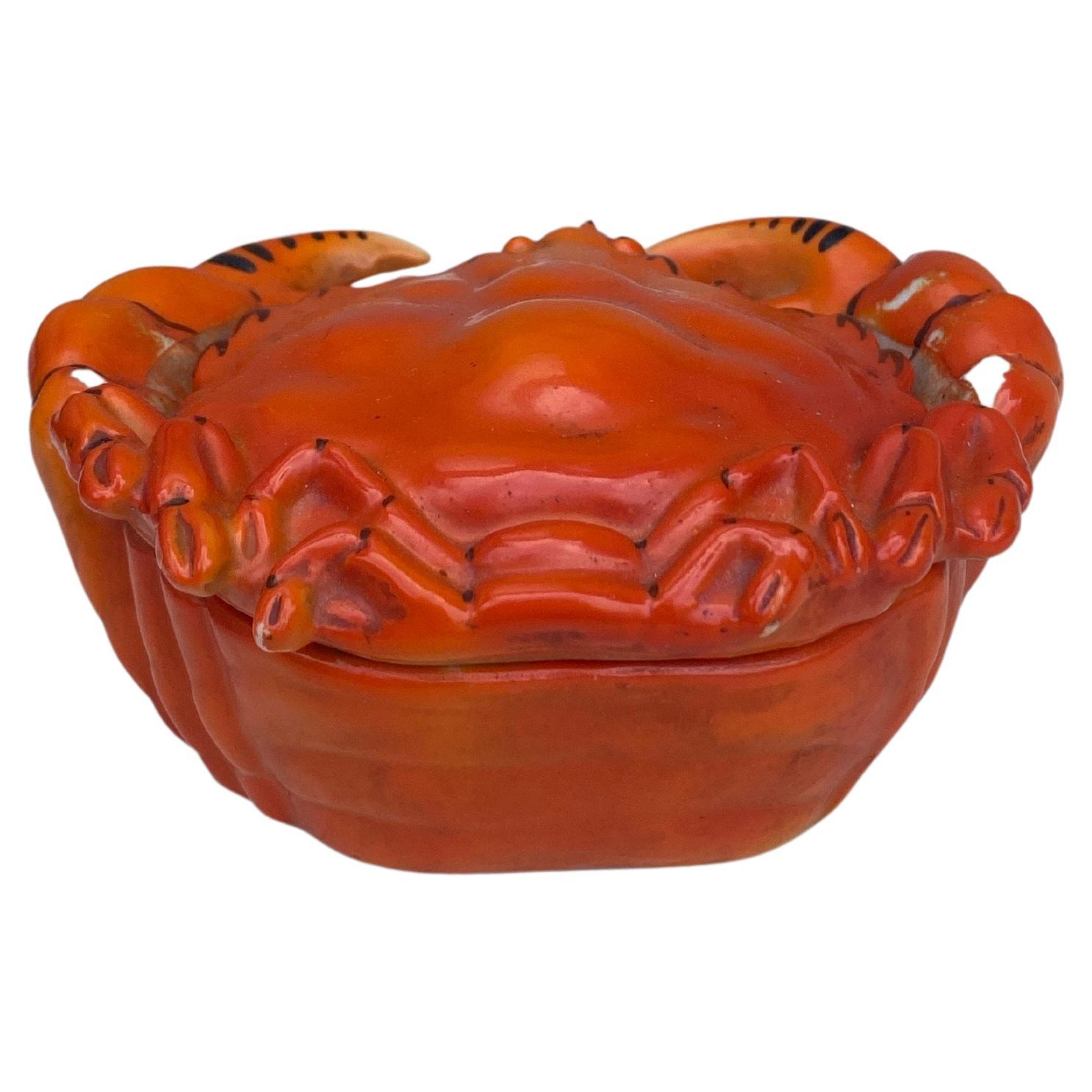 Mid-Century Modern French Porcelain Crab Box Circa 1940