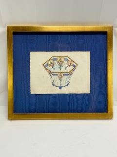 Aquarelle à motif de porcelaine française, Manufacture Fourmaintraux, Desvres, vers 1900