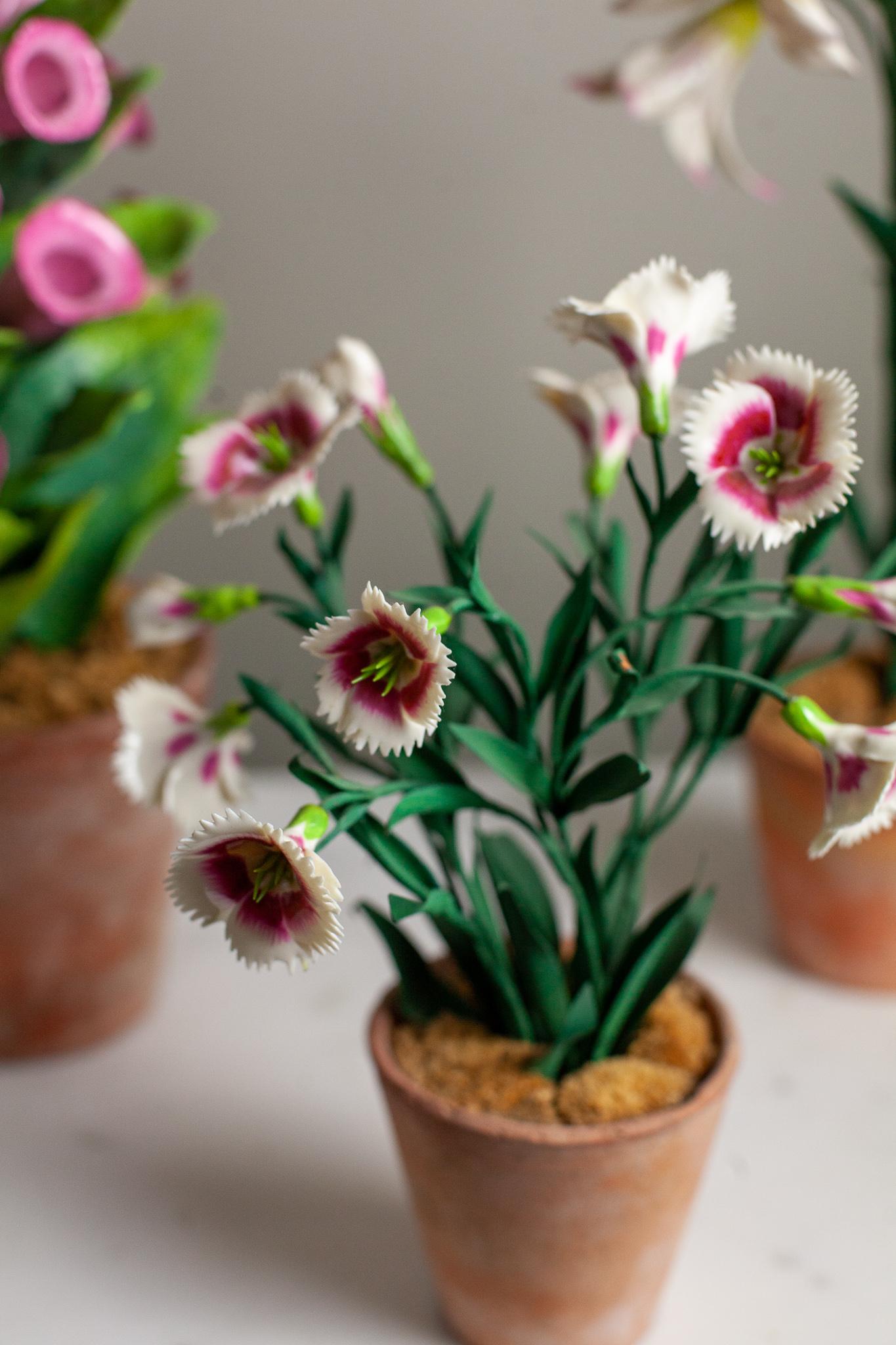 Hand-Painted French Porcelain Dianthus