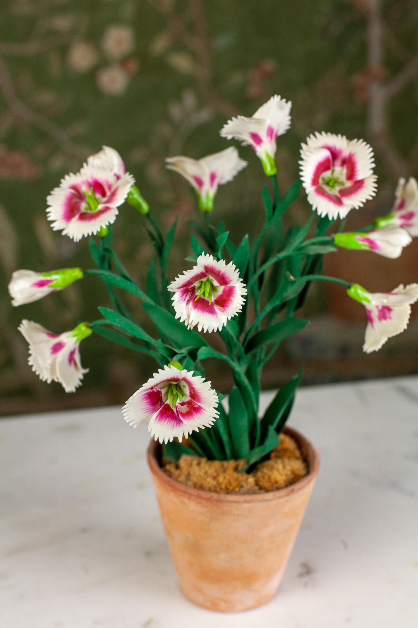 Late 20th Century French Porcelain Dianthus