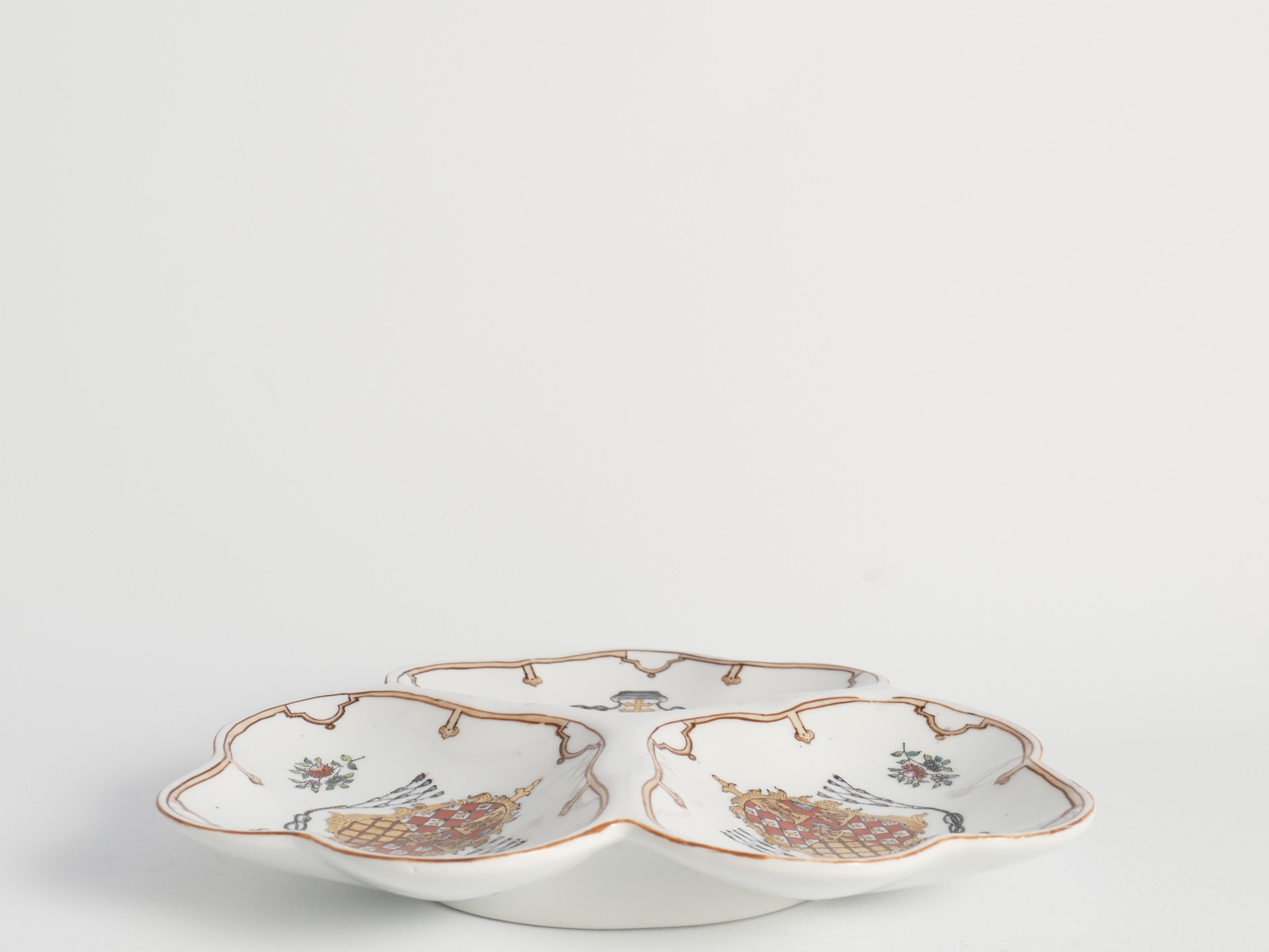 Mid-Century Modern French Porcelain Divided Presentation Dish by House Of Toussi Court For Sale