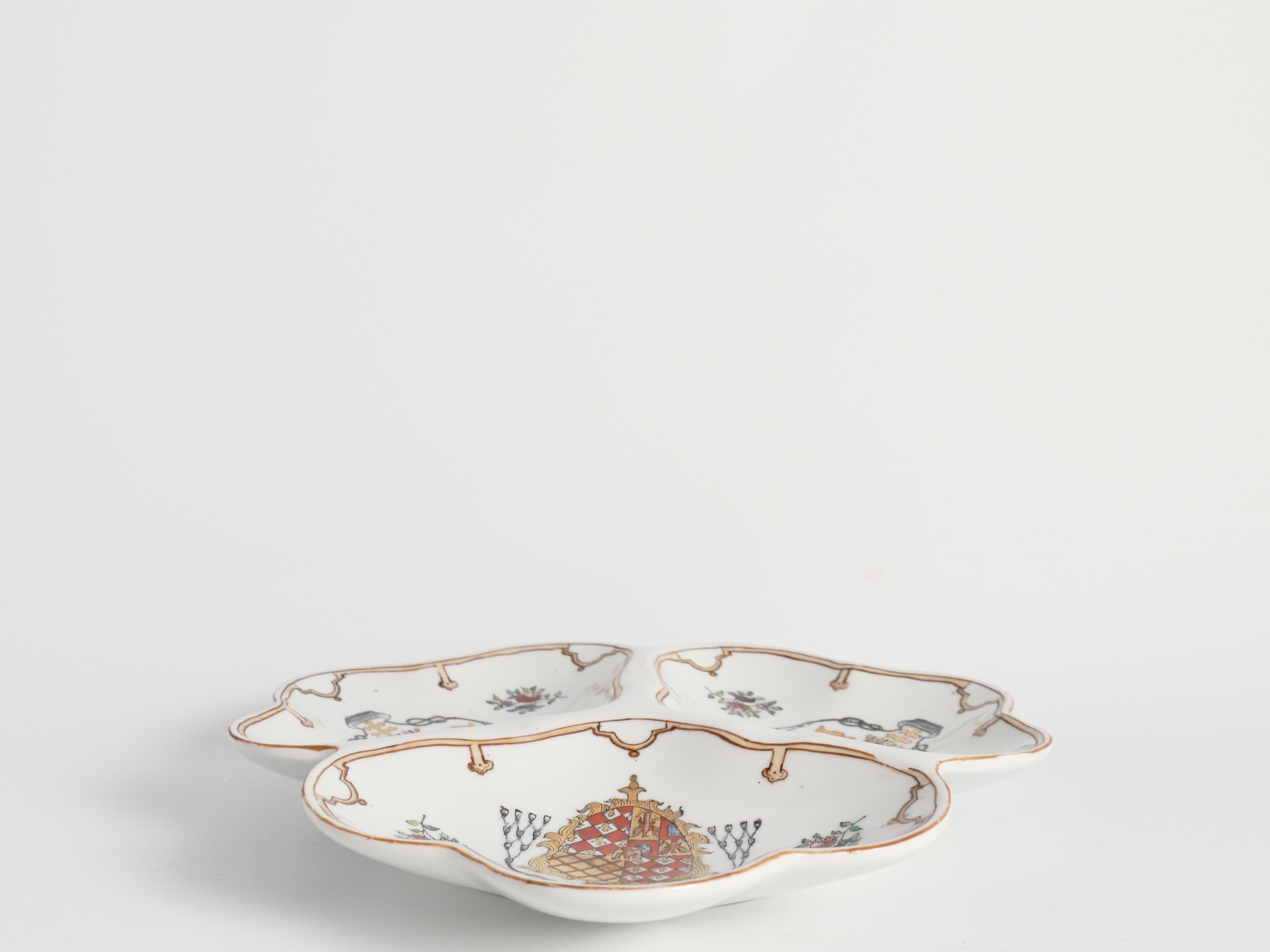 Hand-Crafted French Porcelain Divided Presentation Dish by House Of Toussi Court For Sale