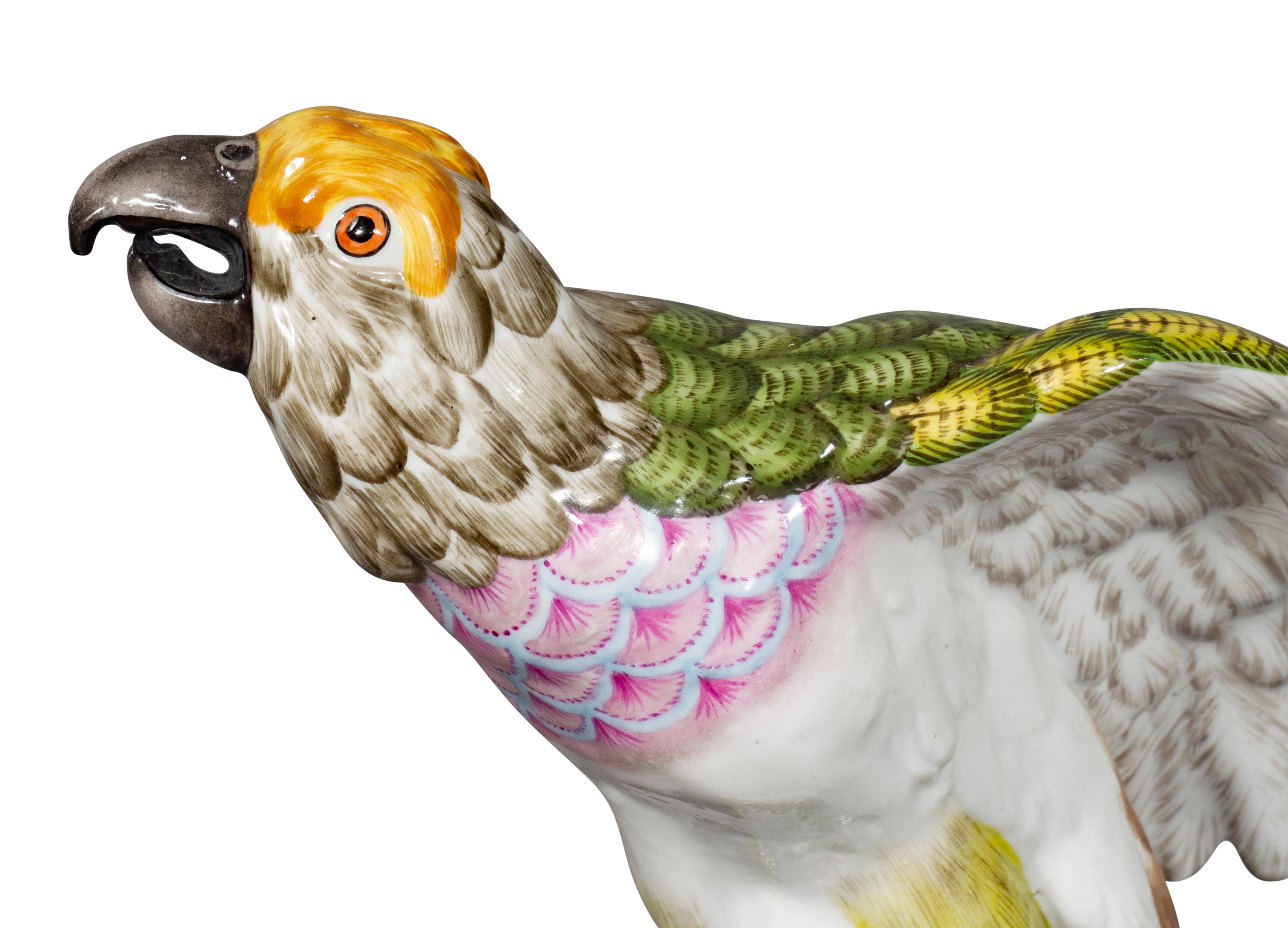 French Porcelain Figure of a Parrot In Good Condition For Sale In Essex, MA