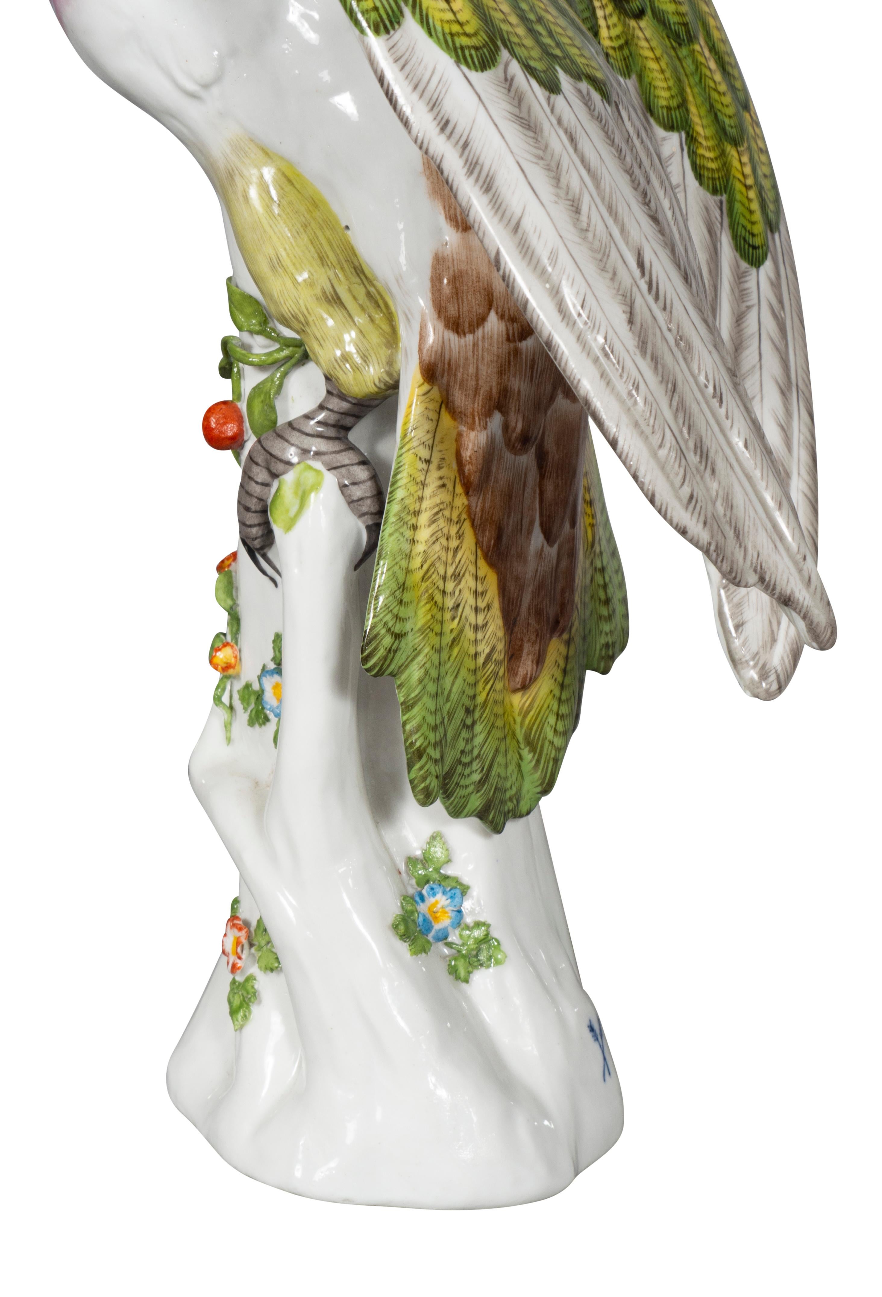 19th Century French Porcelain Figure of a Parrot For Sale