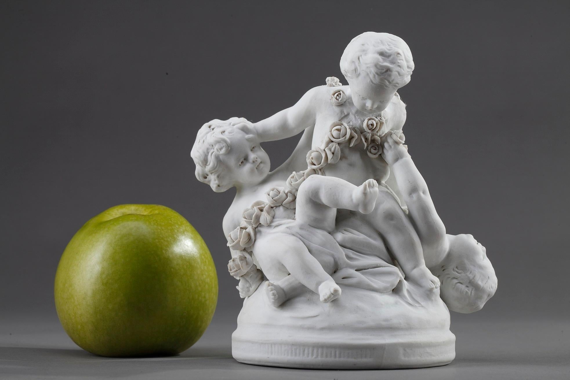 French Porcelain Figurines, Children Playing, in Sevres Style In Good Condition In Paris, FR