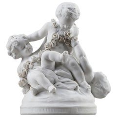 Antique French Porcelain Figurines, Children Playing, in Sevres Style