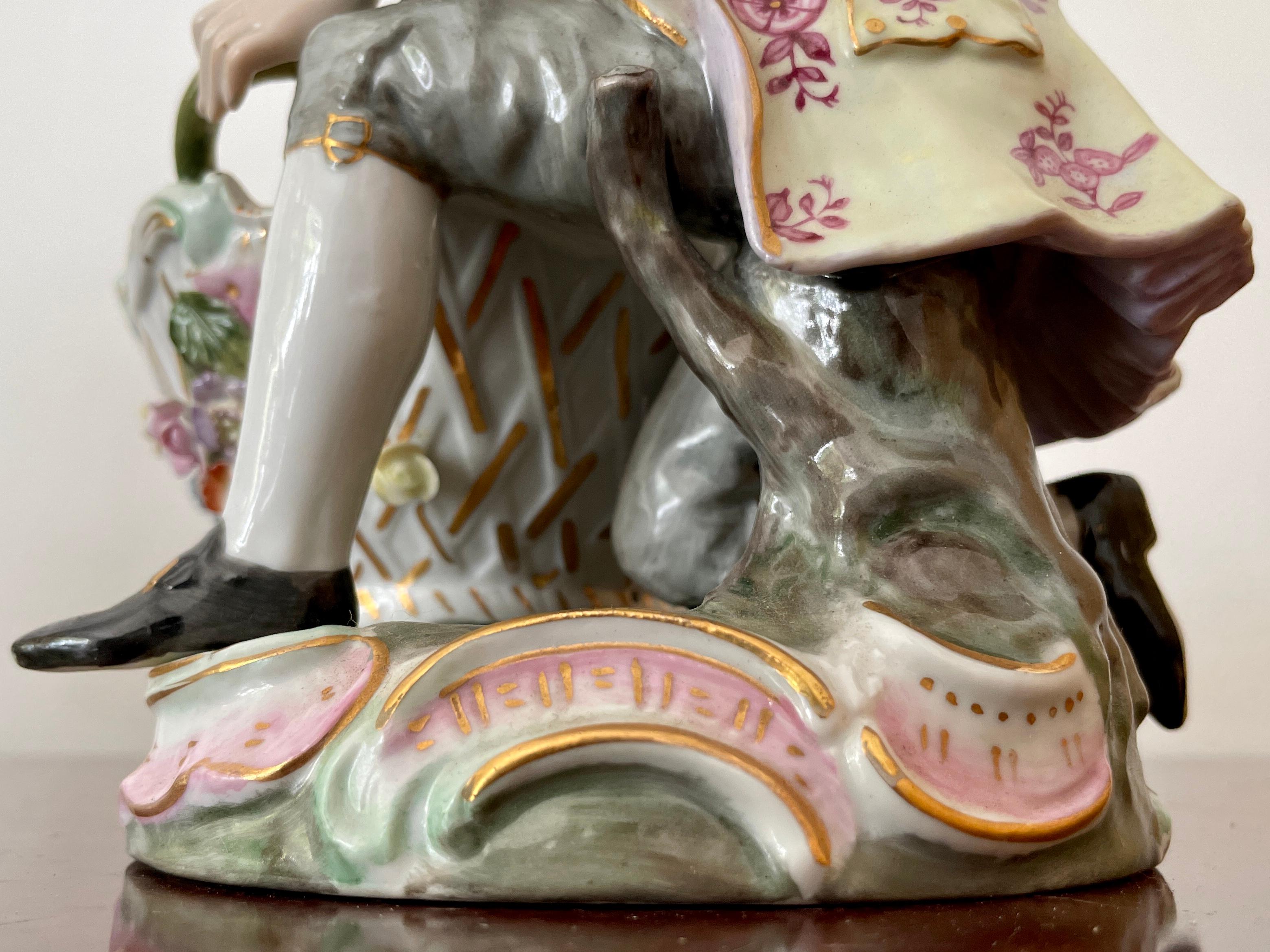 French Porcelain Figurines of a Couple in Spring - a Pair 6