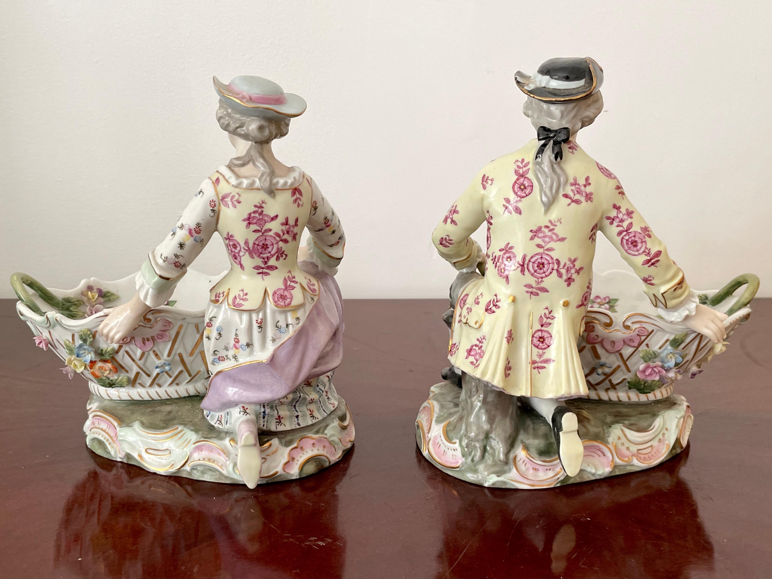 French Porcelain Figurines of a Couple in Spring - a Pair In Good Condition In Los Angeles, CA