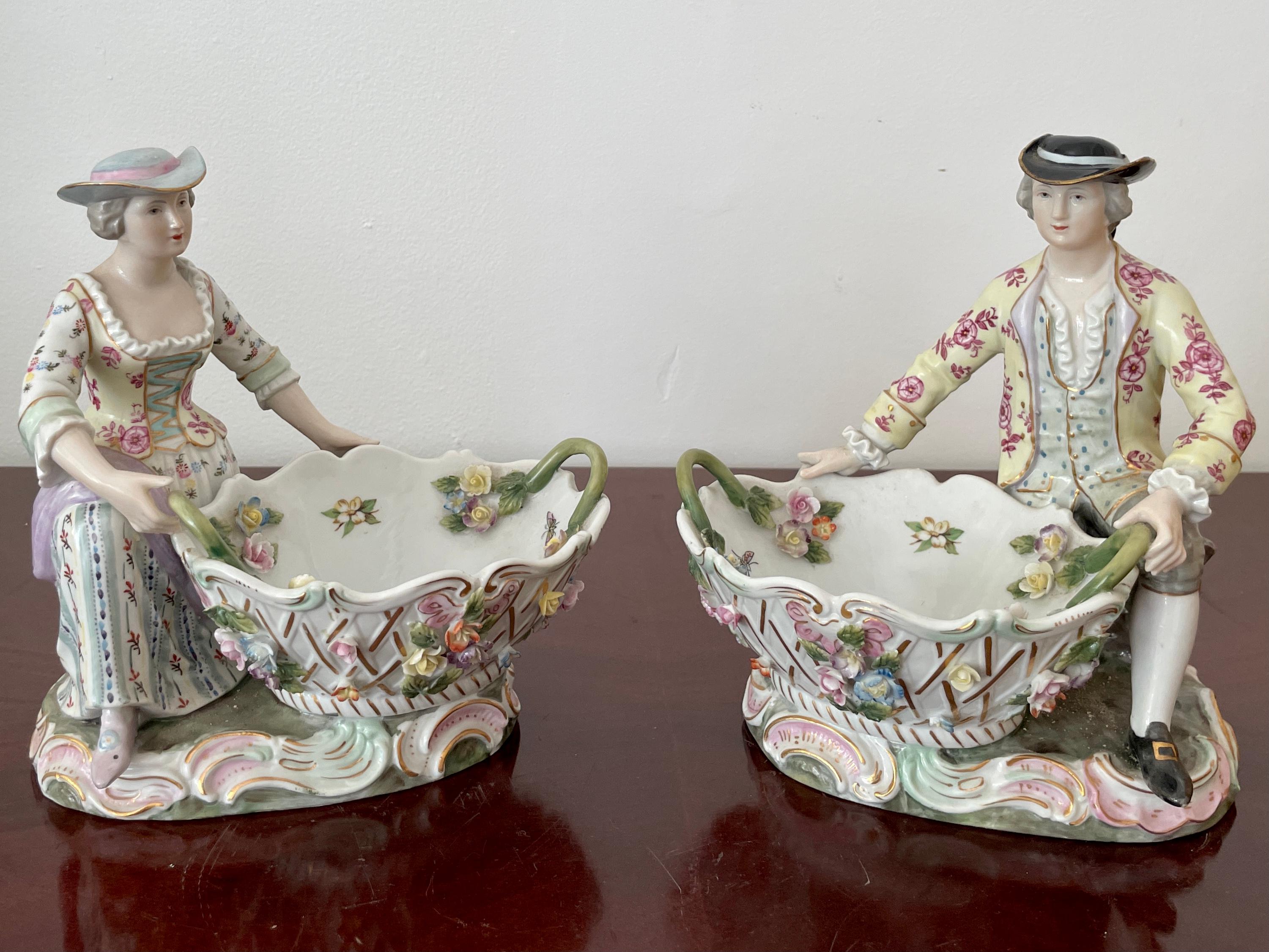 French Porcelain Figurines of a Couple in Spring - a Pair 1