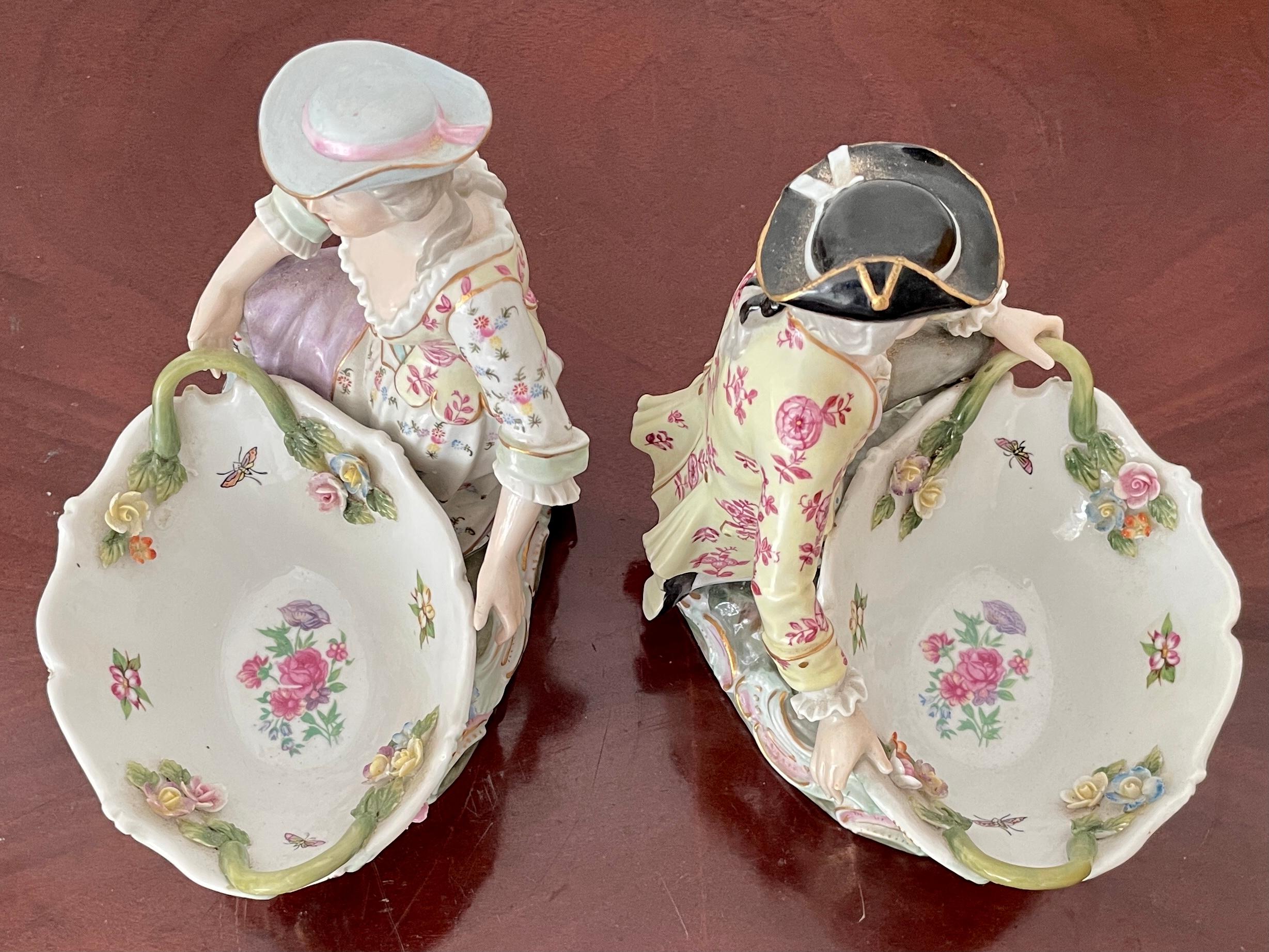 French Porcelain Figurines of a Couple in Spring - a Pair 2
