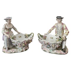 Antique French Porcelain Figurines of a Couple in Spring - a Pair