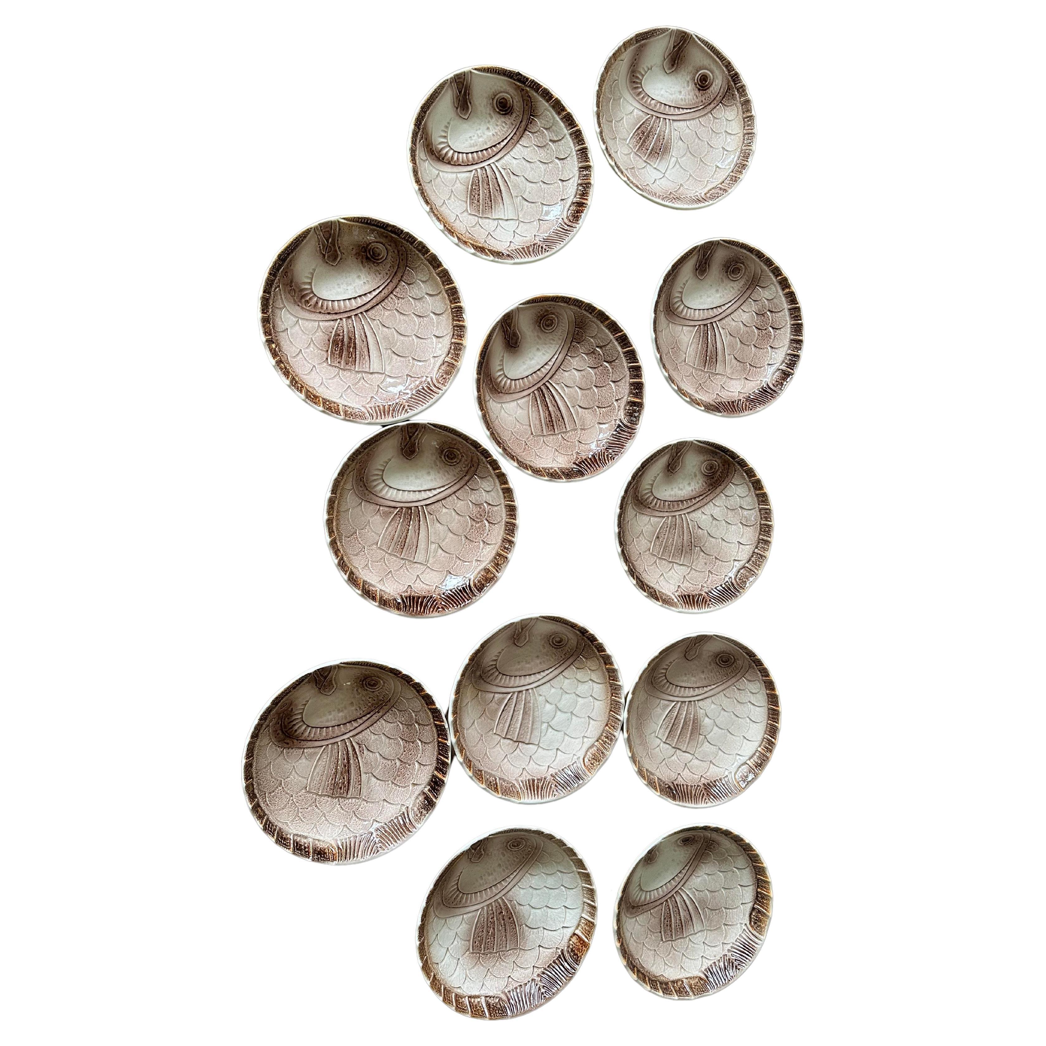 Bol à poisson en porcelaine de Sarreguemines (12 pièces) en vente