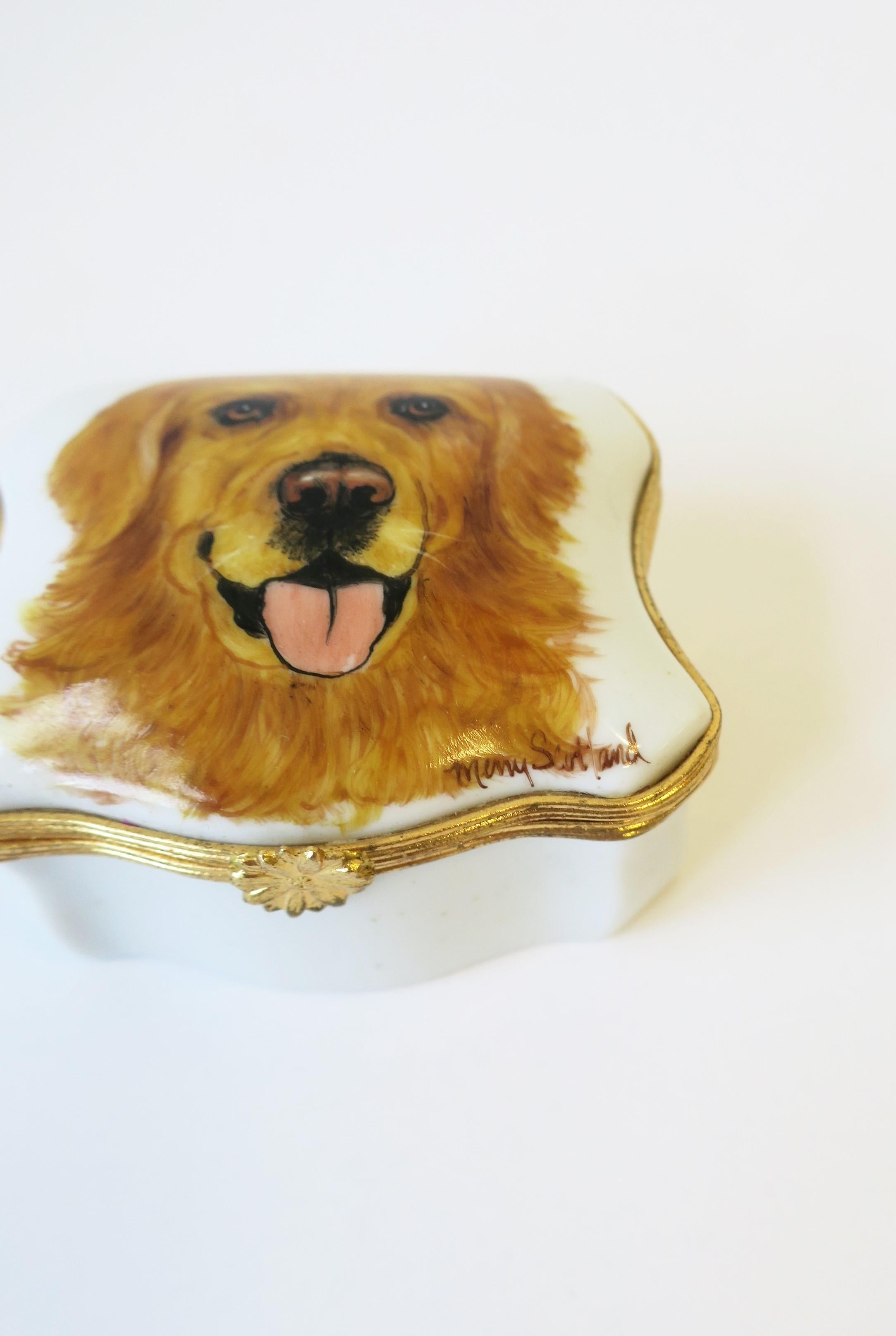 French Porcelain Golden Retriever Dog Jewelry Box 6
