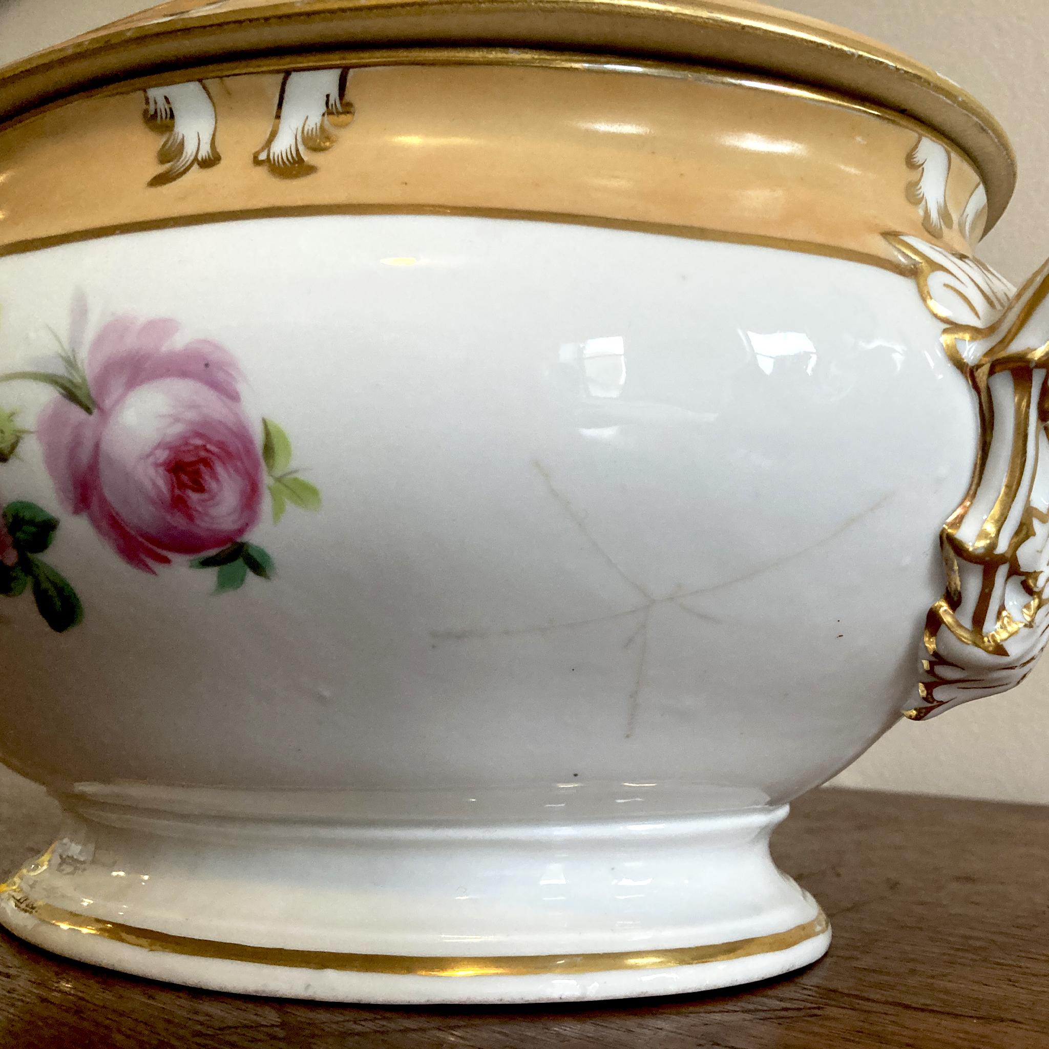 French Porcelain Hand Painted Floral Tureen, Acorn Detail, Late 19th Century For Sale 7