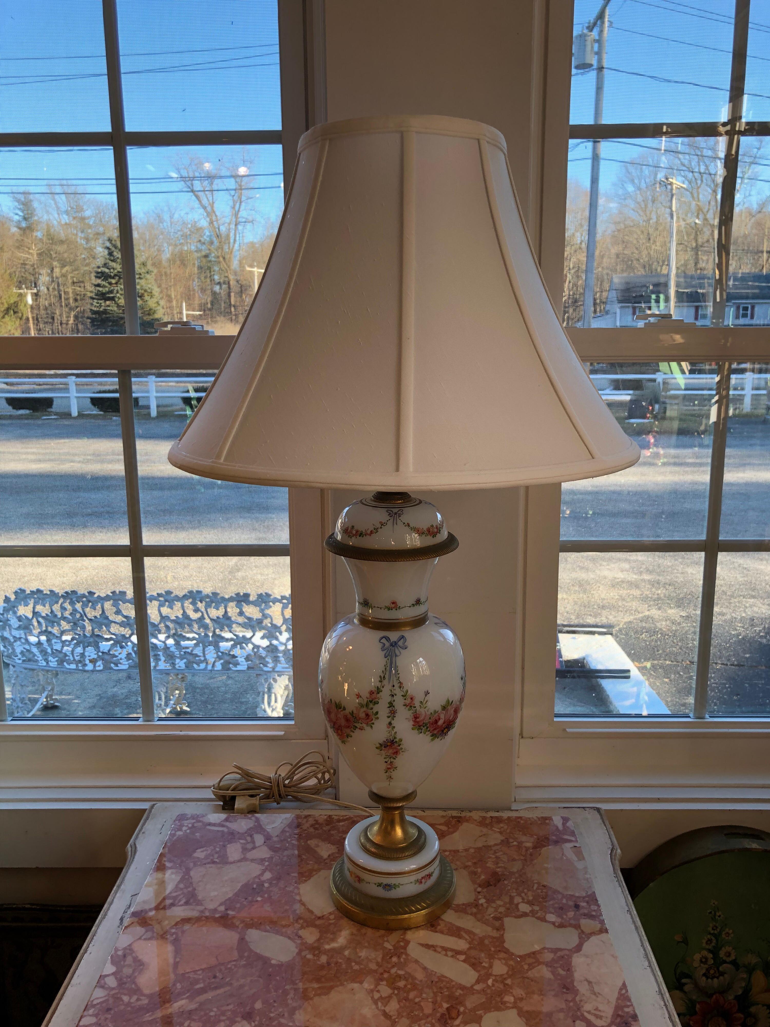 Neoclassical French Porcelain Hand Signed Lamp