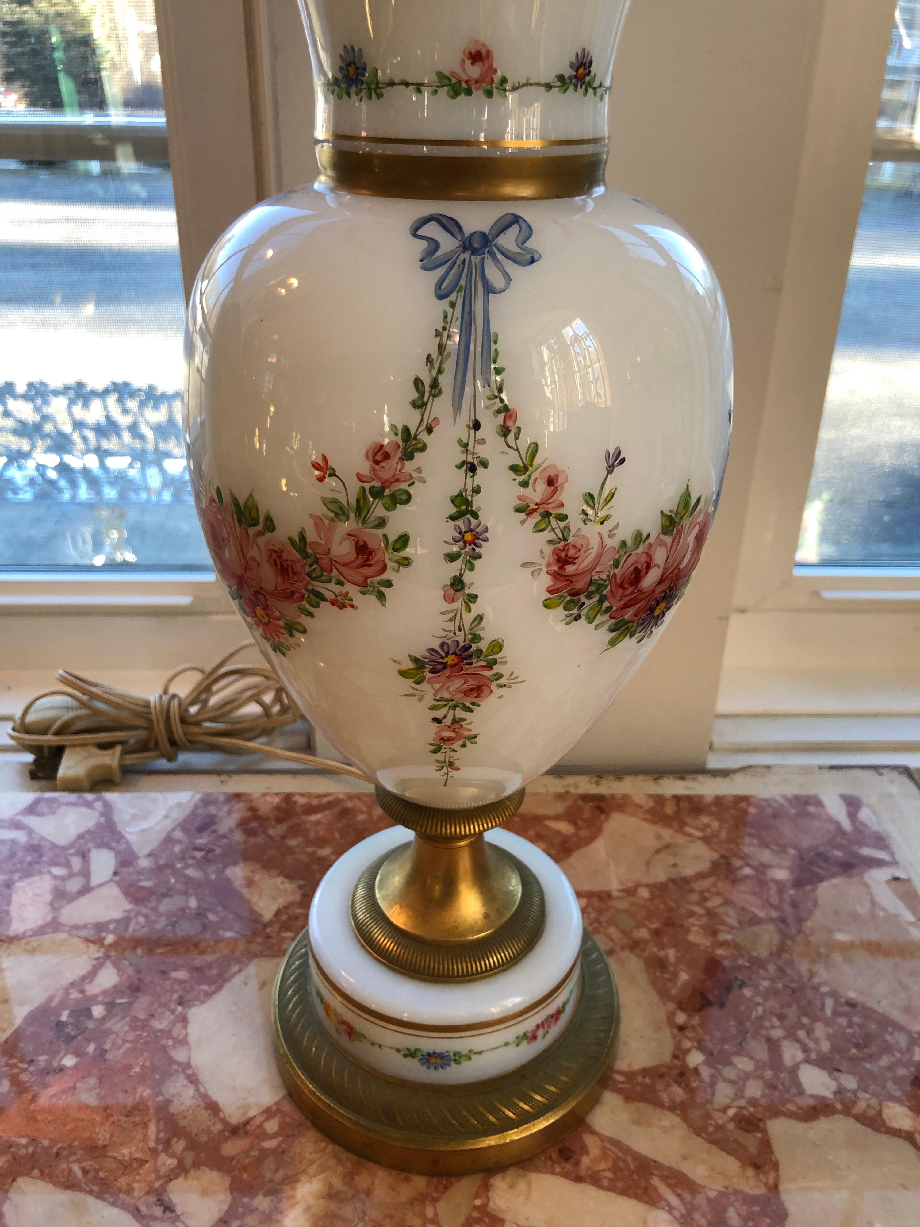 French Porcelain Hand Signed Lamp 1