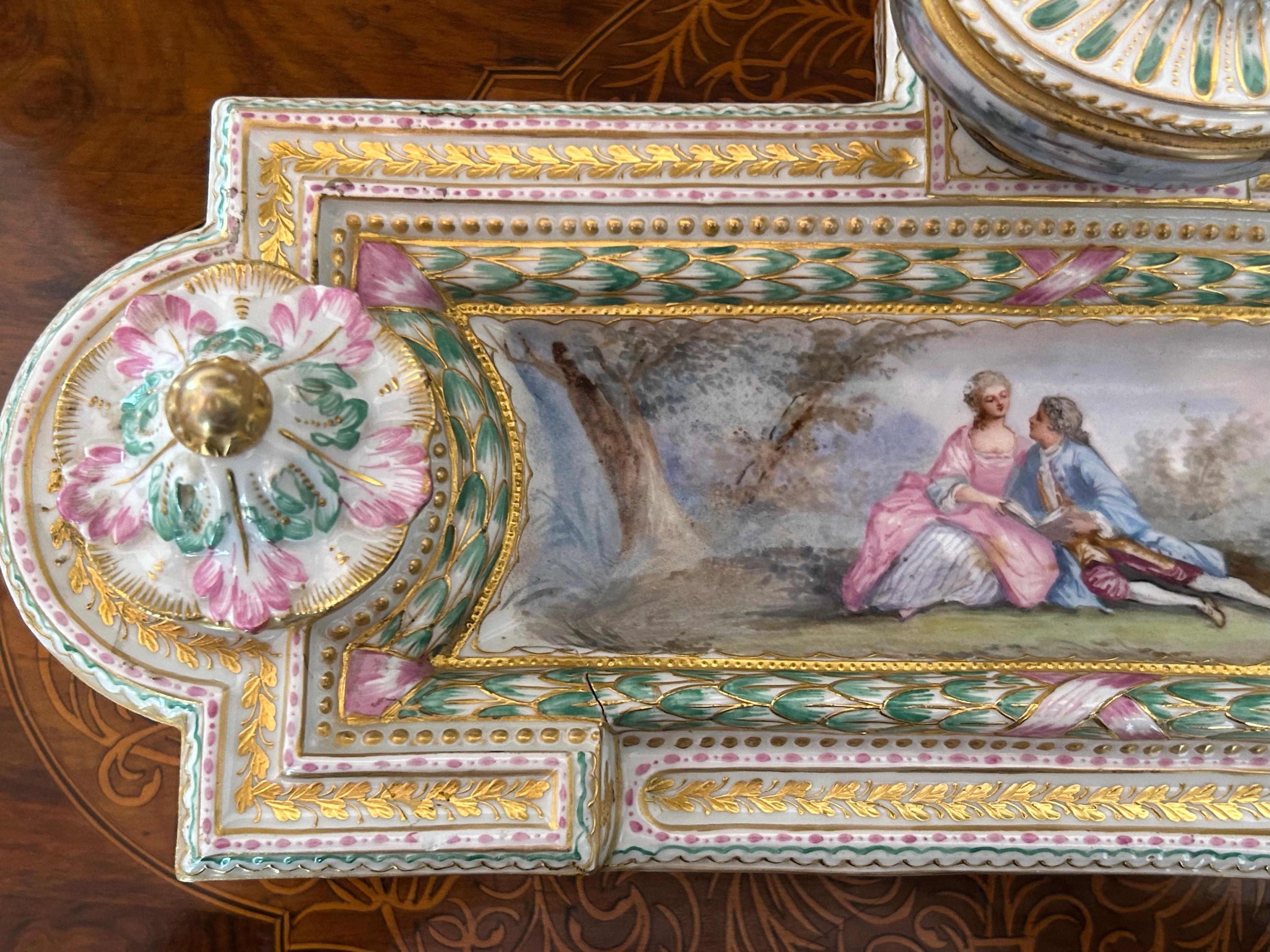 Französisches Porzellan-Tintenfass, Sèvres-Stil, 19. Jahrhundert im Angebot 14