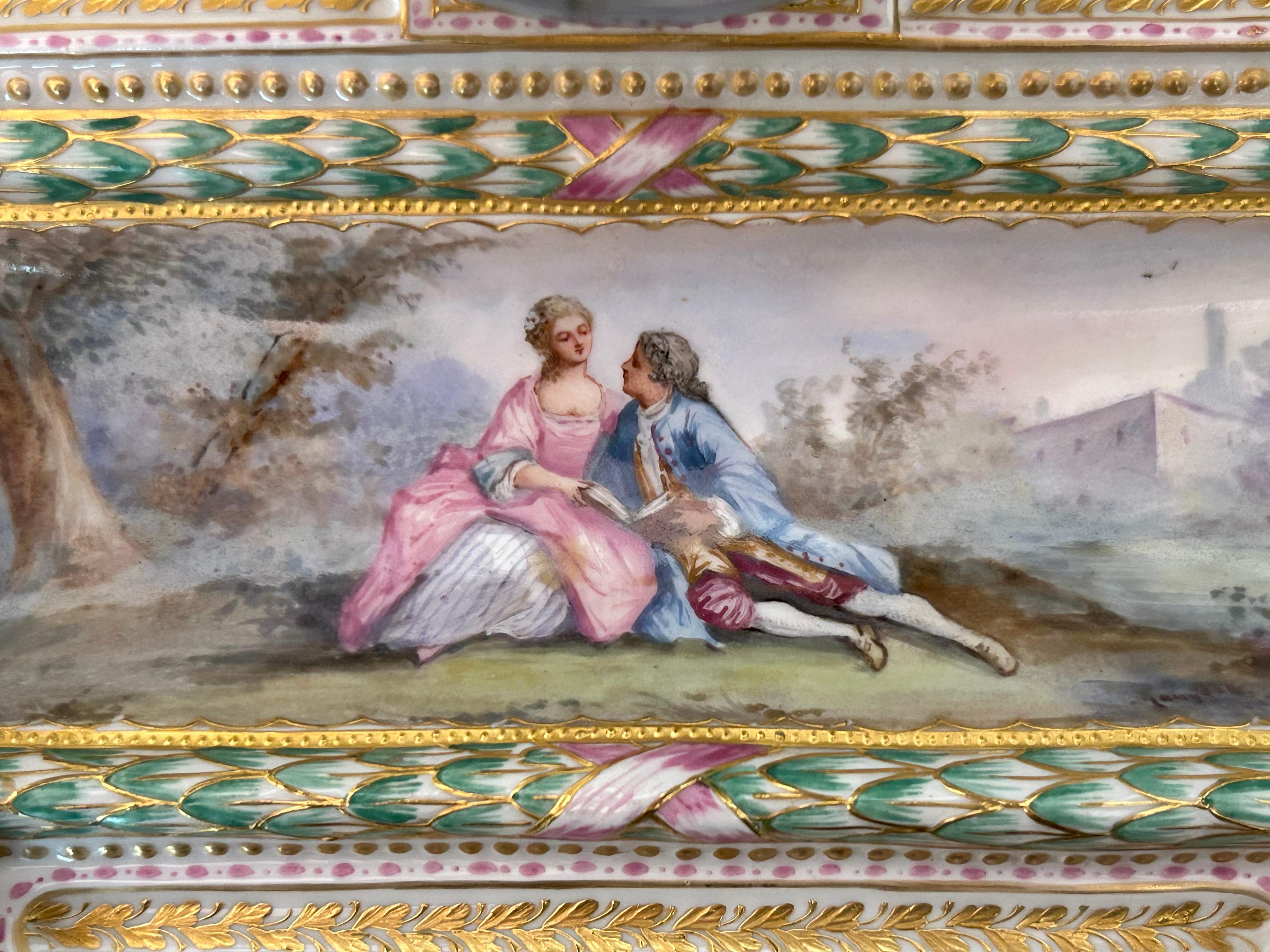 Französisches Porzellan-Tintenfass, Sèvres-Stil, 19. Jahrhundert im Angebot 3