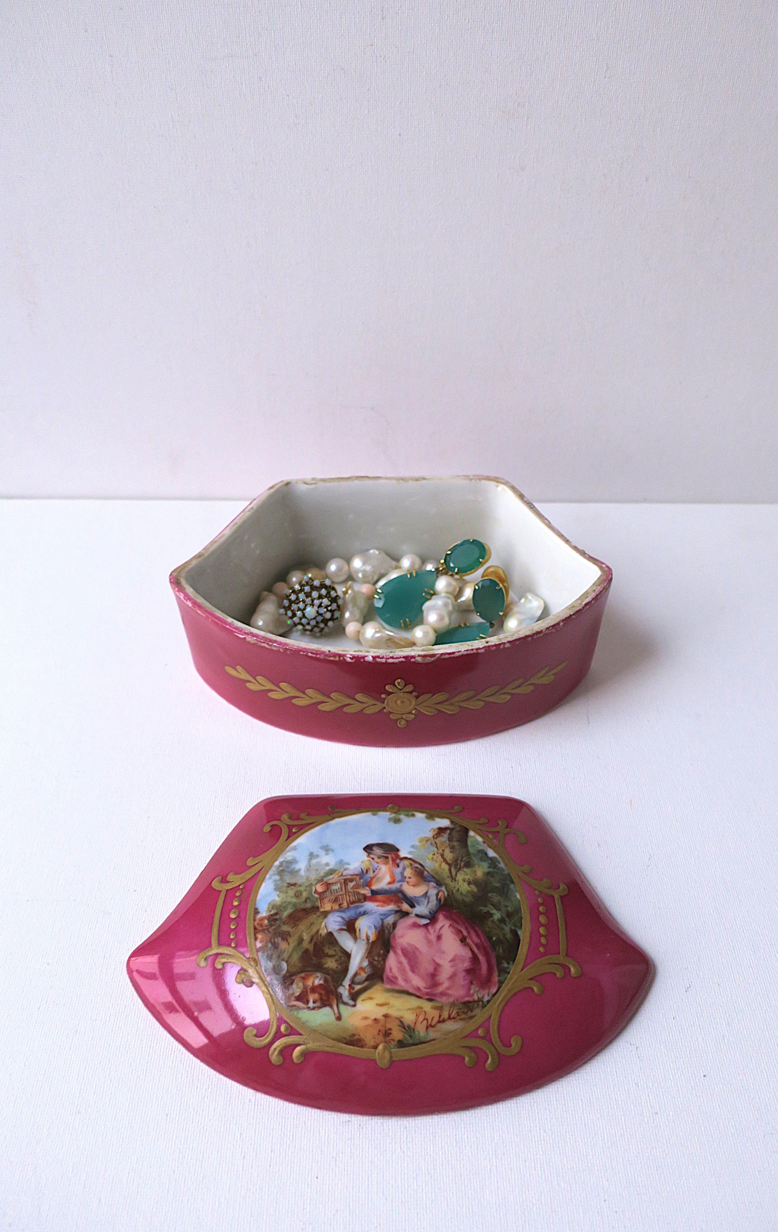 French Porcelain Jewelry Box For Sale 4