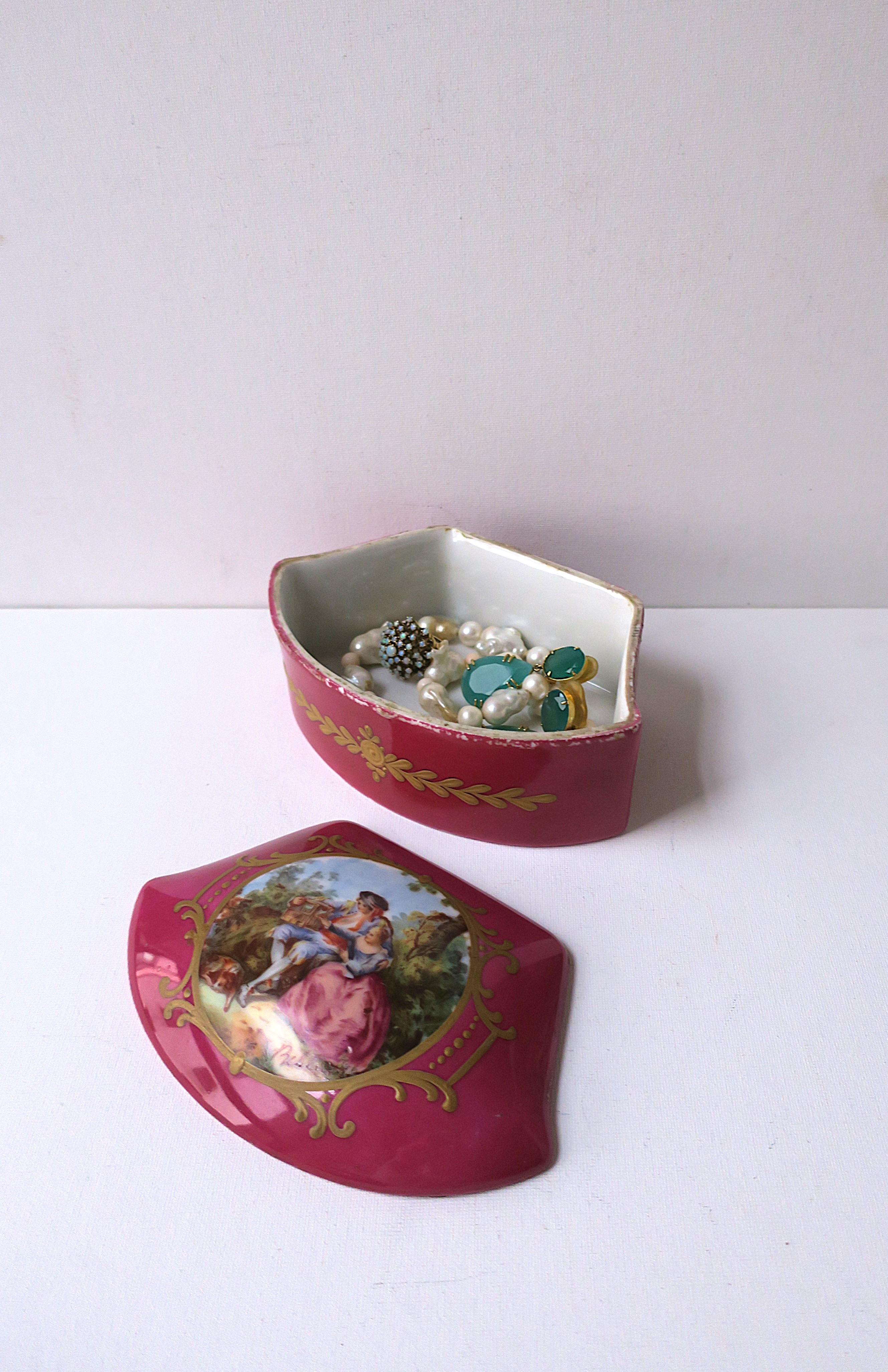 French Porcelain Jewelry Box For Sale 5