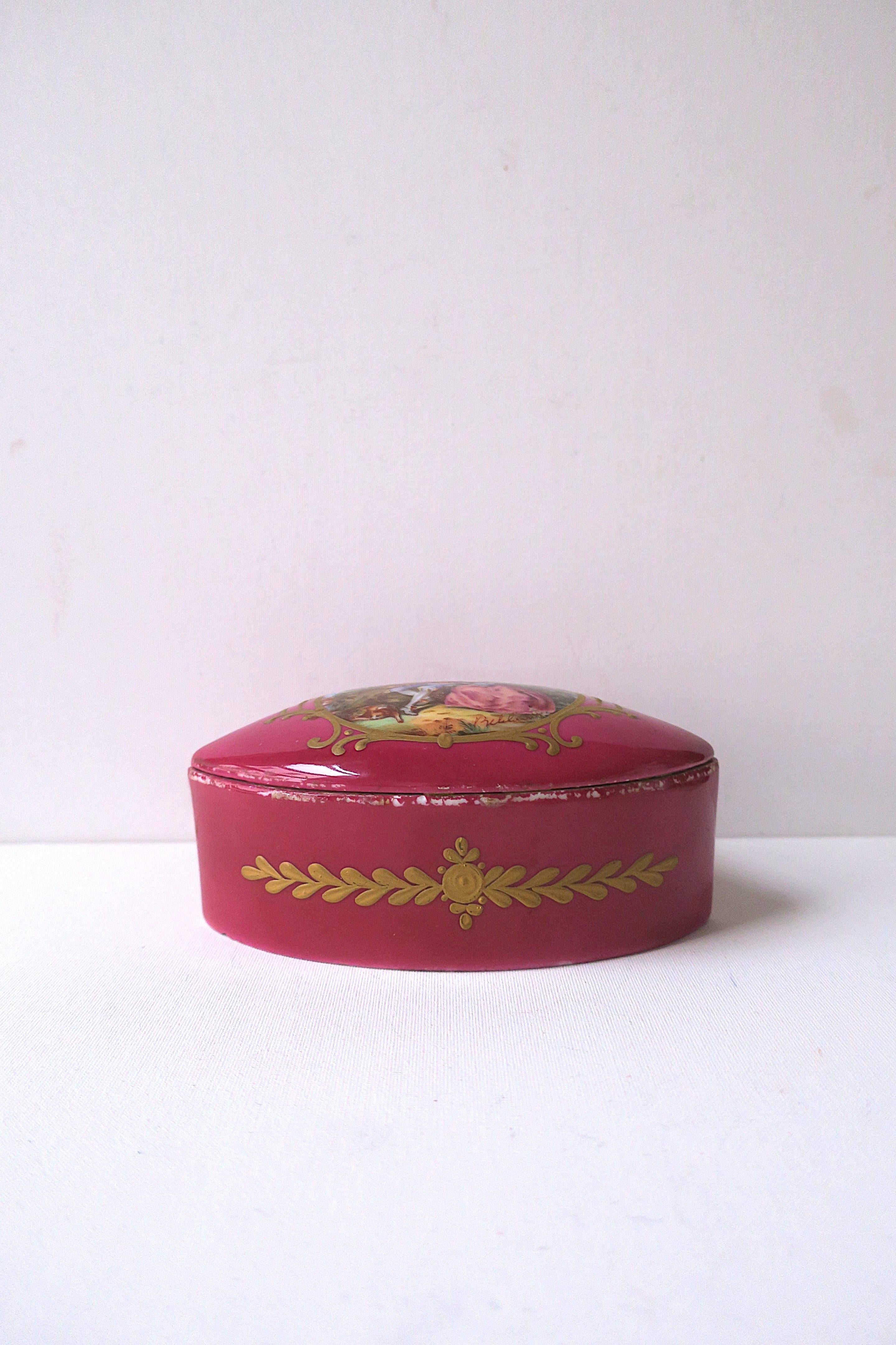 French Porcelain Jewelry Box For Sale 7
