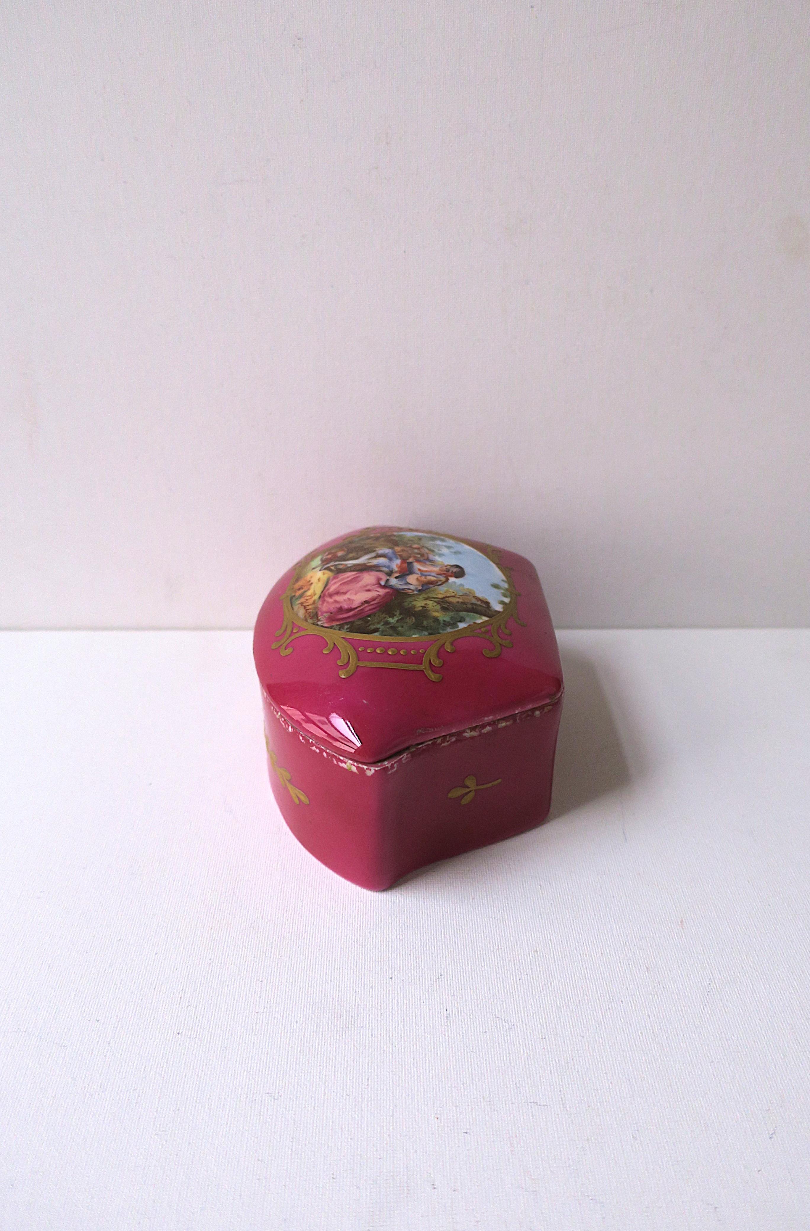 French Porcelain Jewelry Box For Sale 8