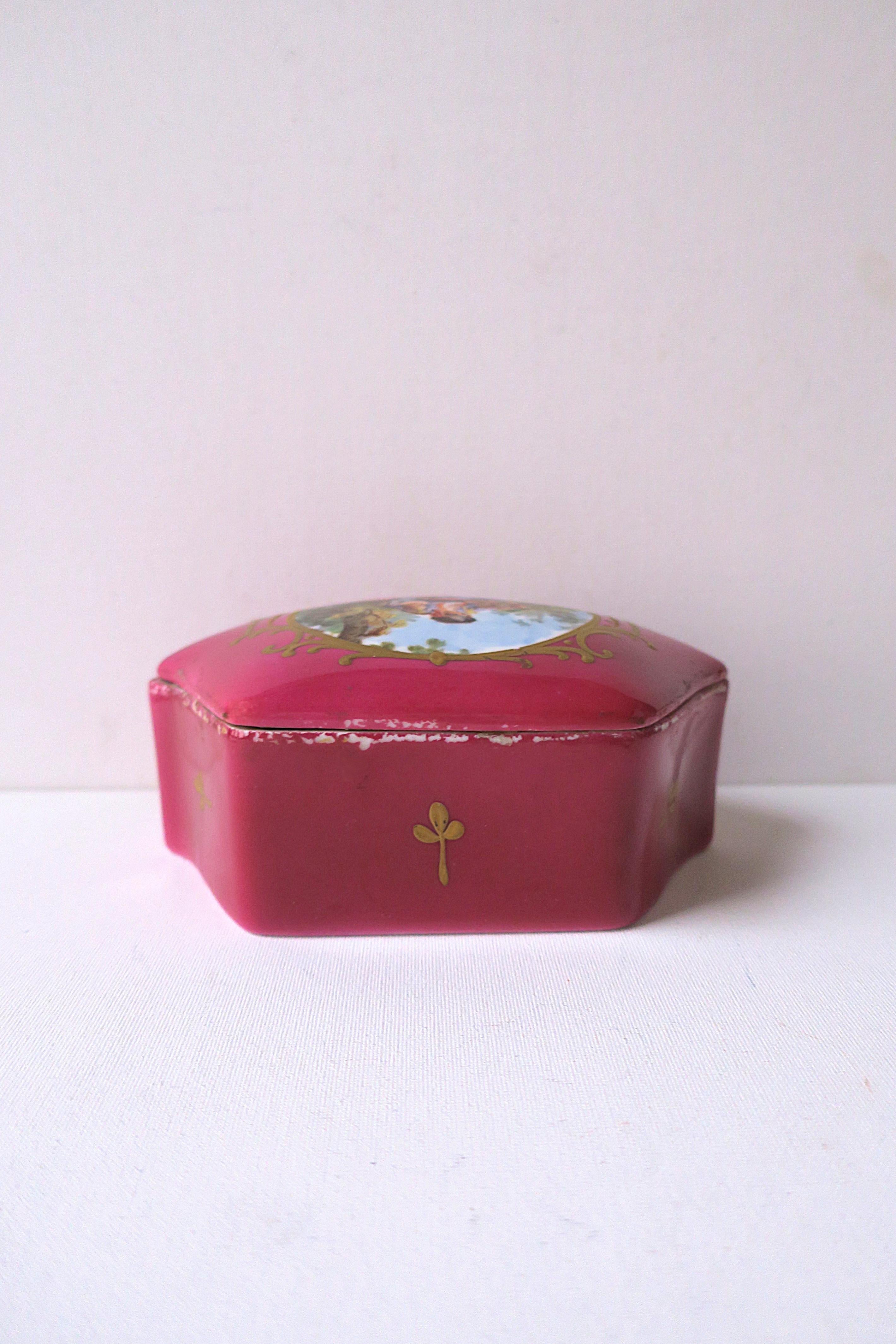 French Porcelain Jewelry Box For Sale 9
