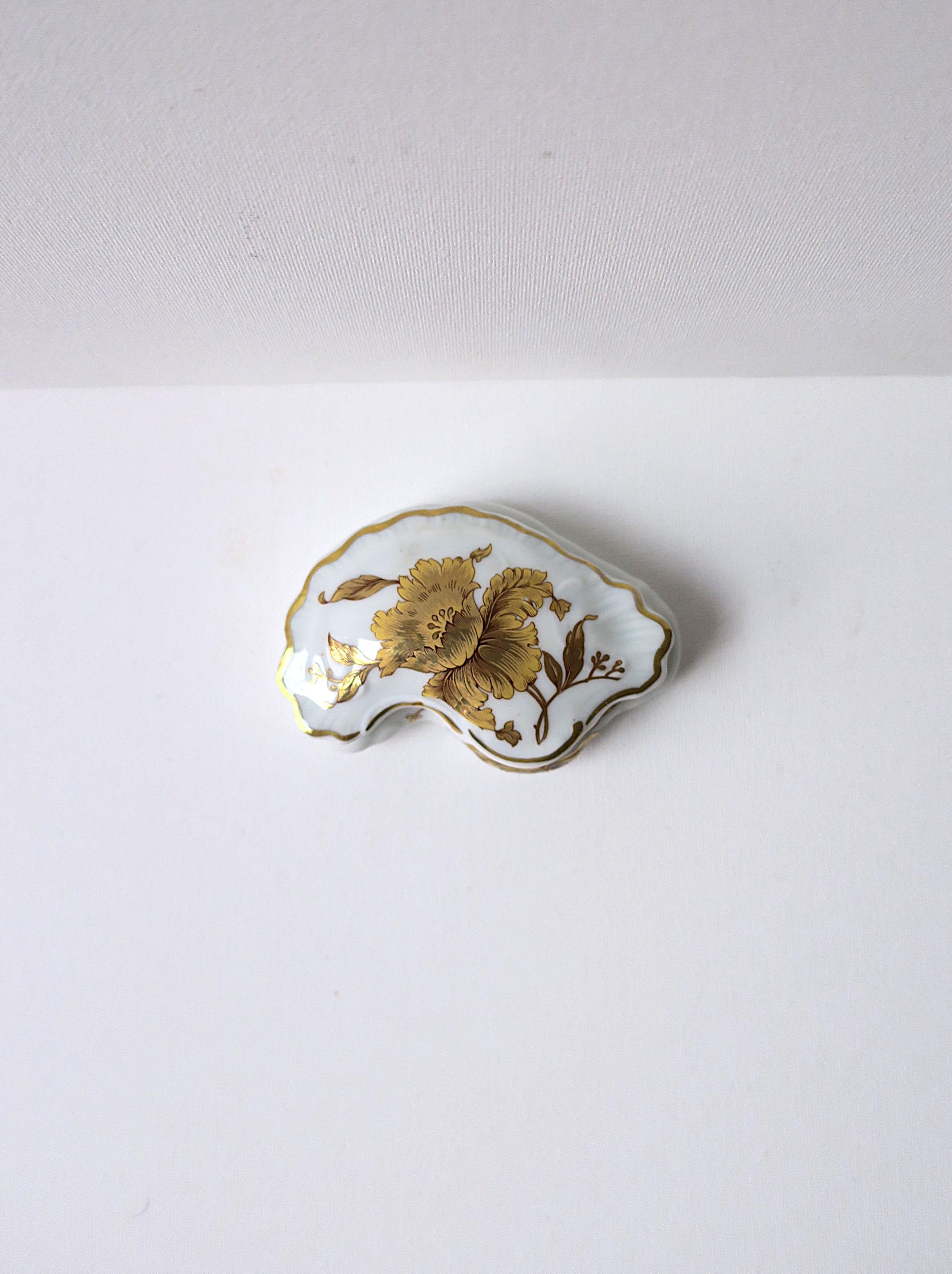 Gilt French Porcelain Jewelry Box For Sale